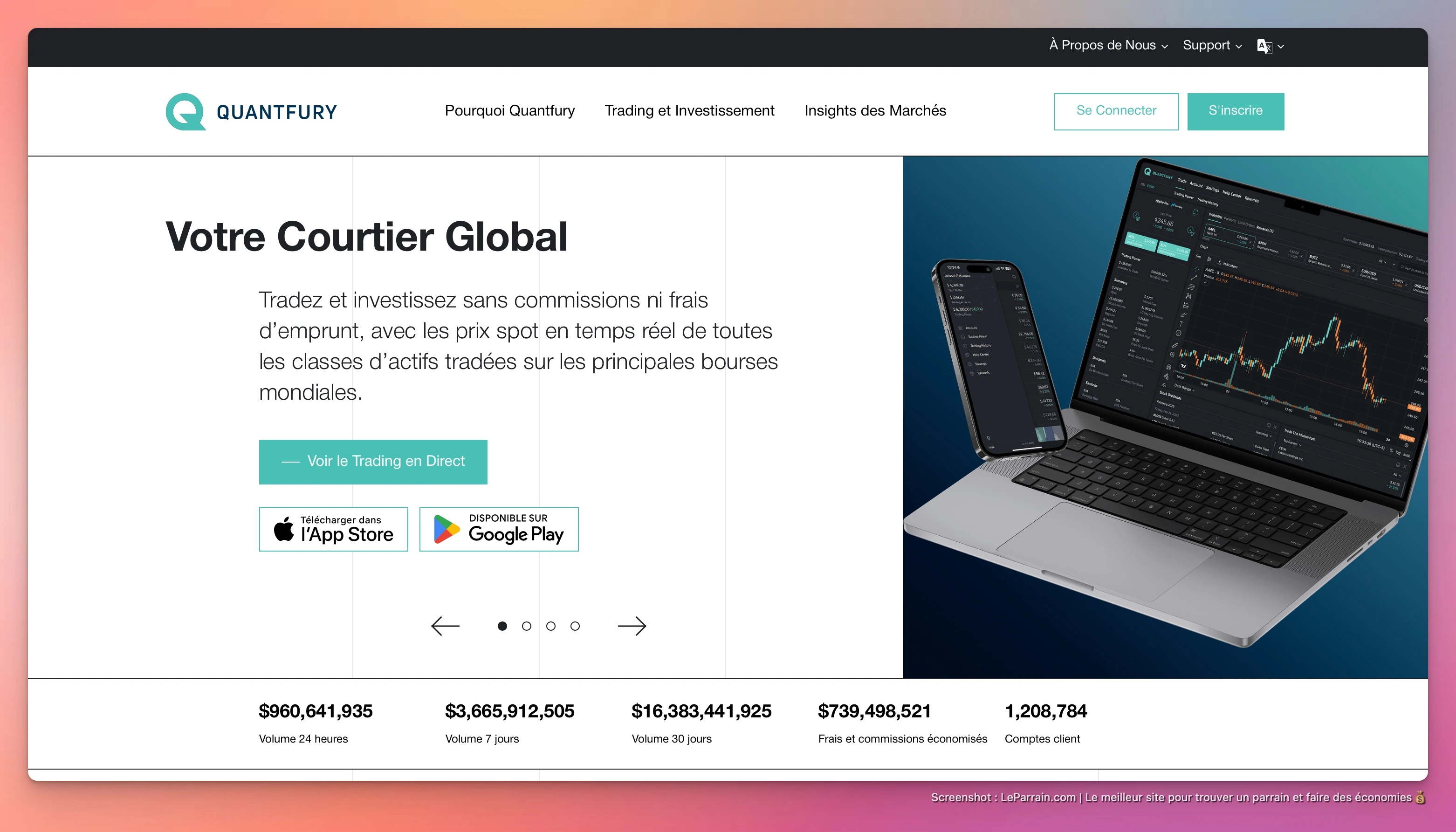 Capture d'écran 1 du programme de parrainage Quantfury