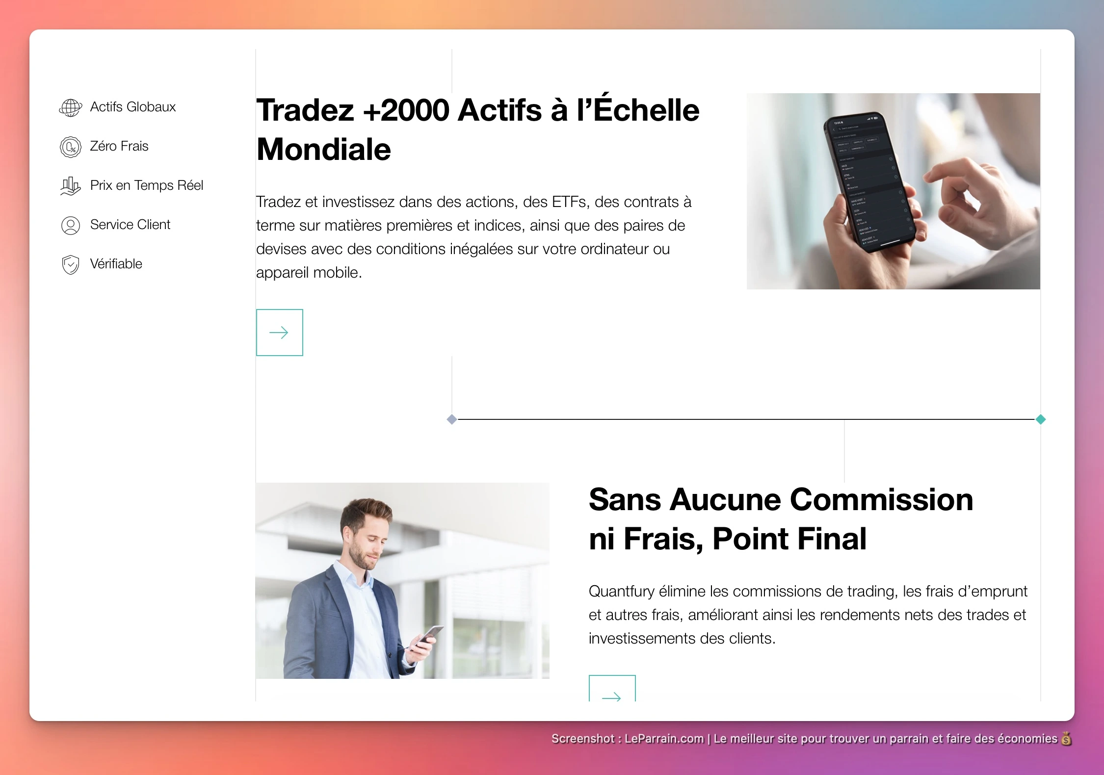 Capture d'écran 2 du programme de parrainage Quantfury
