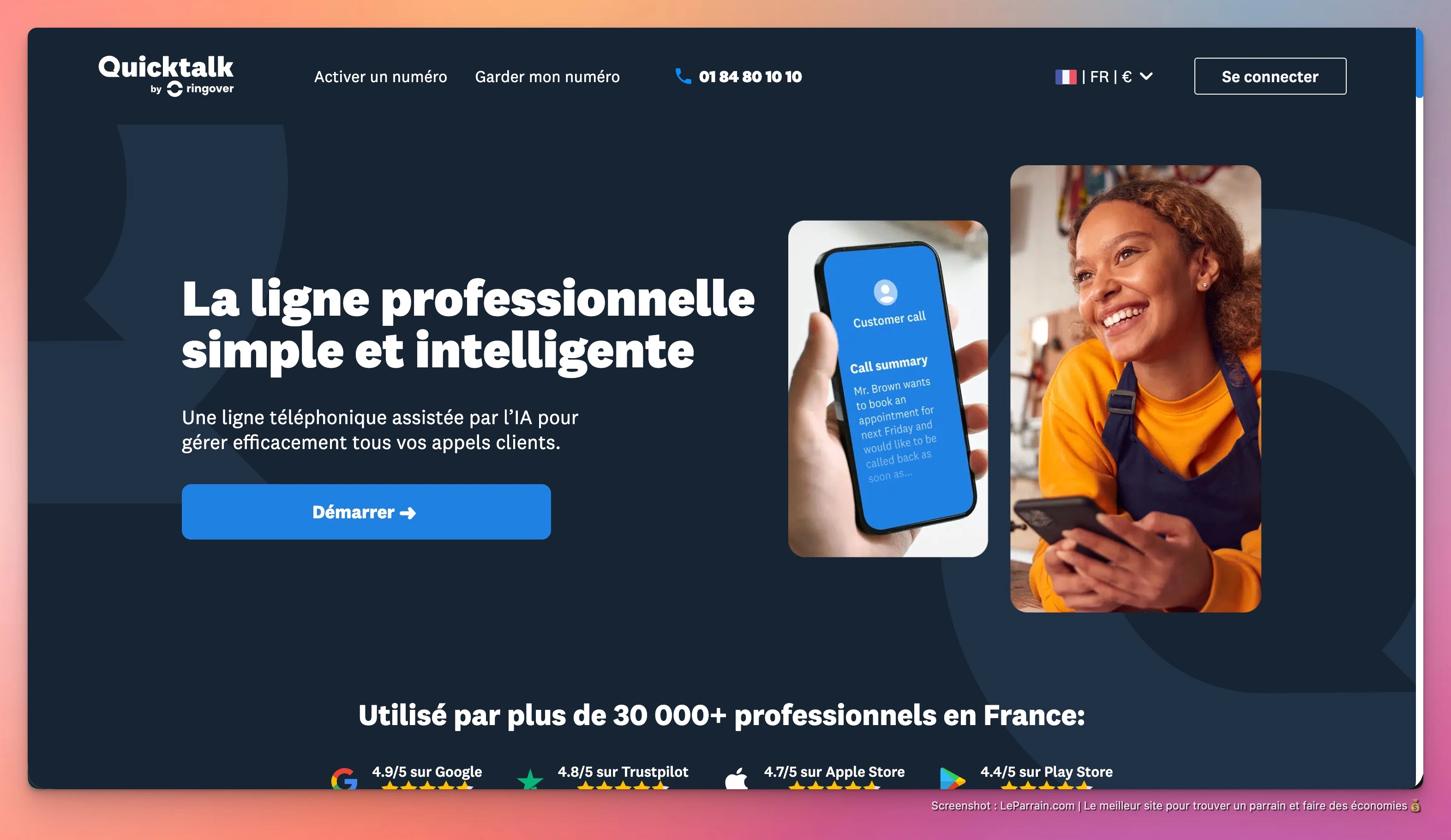 Capture d'écran 3 du programme de parrainage Quicktalk