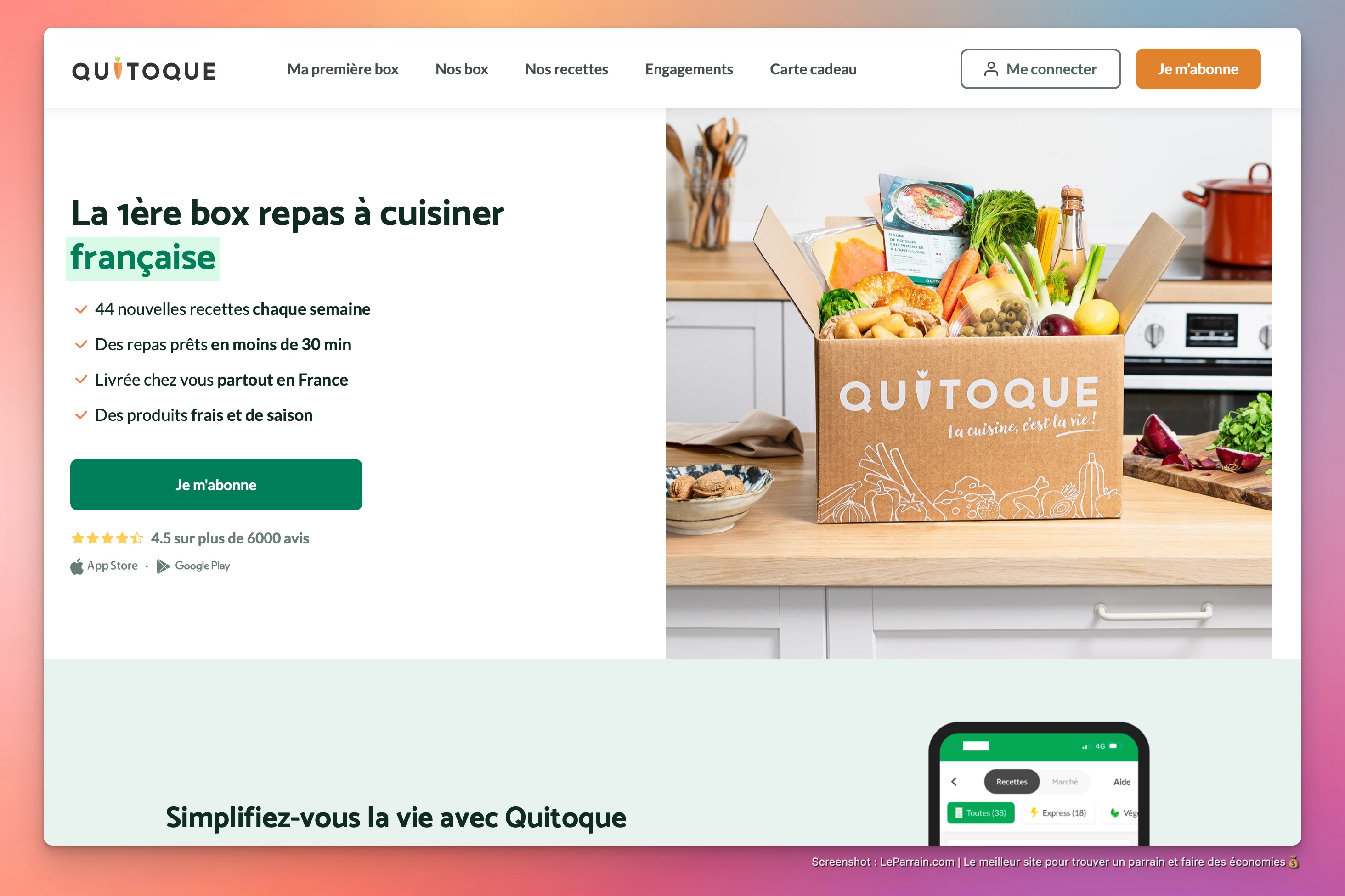Capture d'écran 1 du programme de parrainage Quitoque