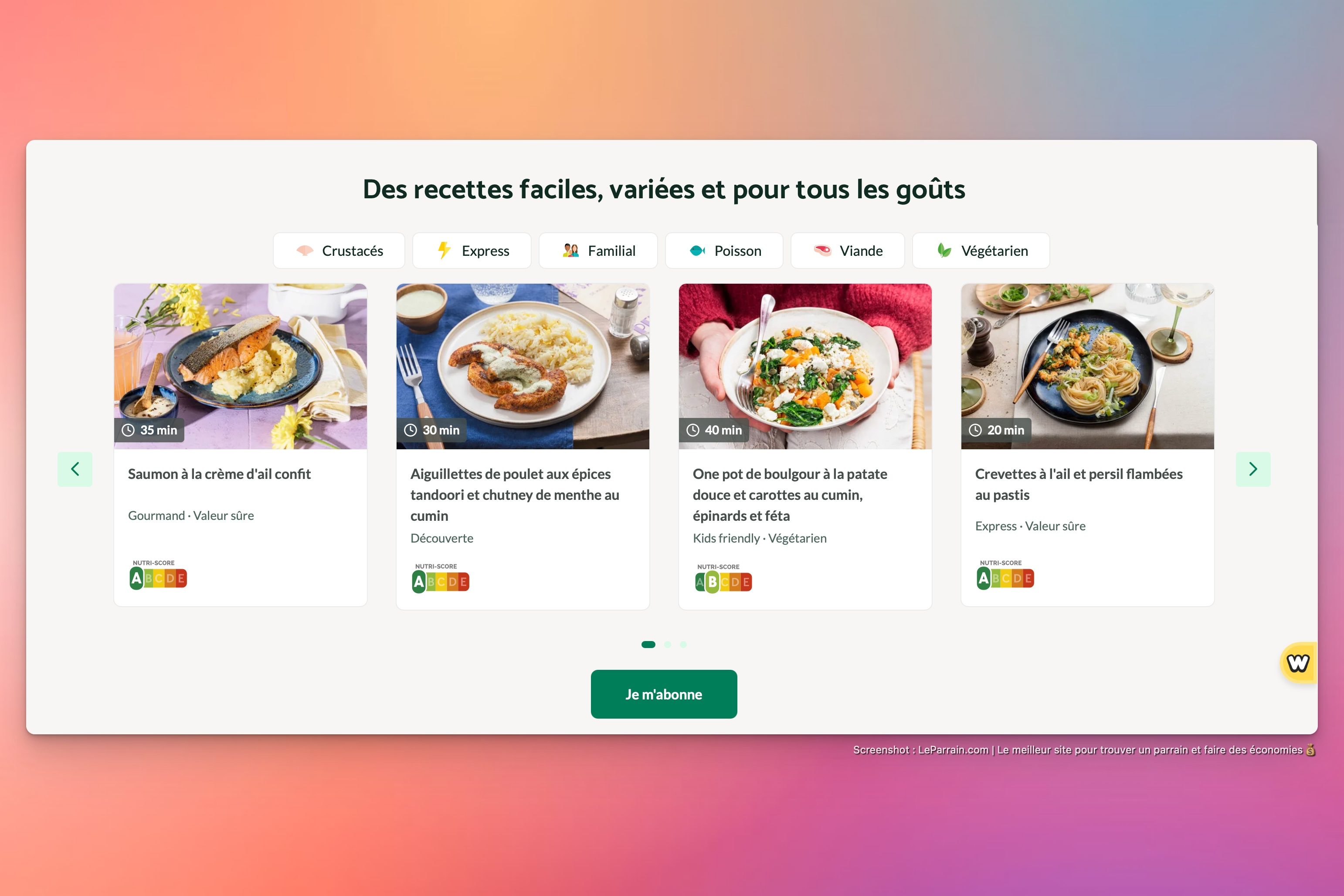 Capture d'écran 2 du programme de parrainage Quitoque