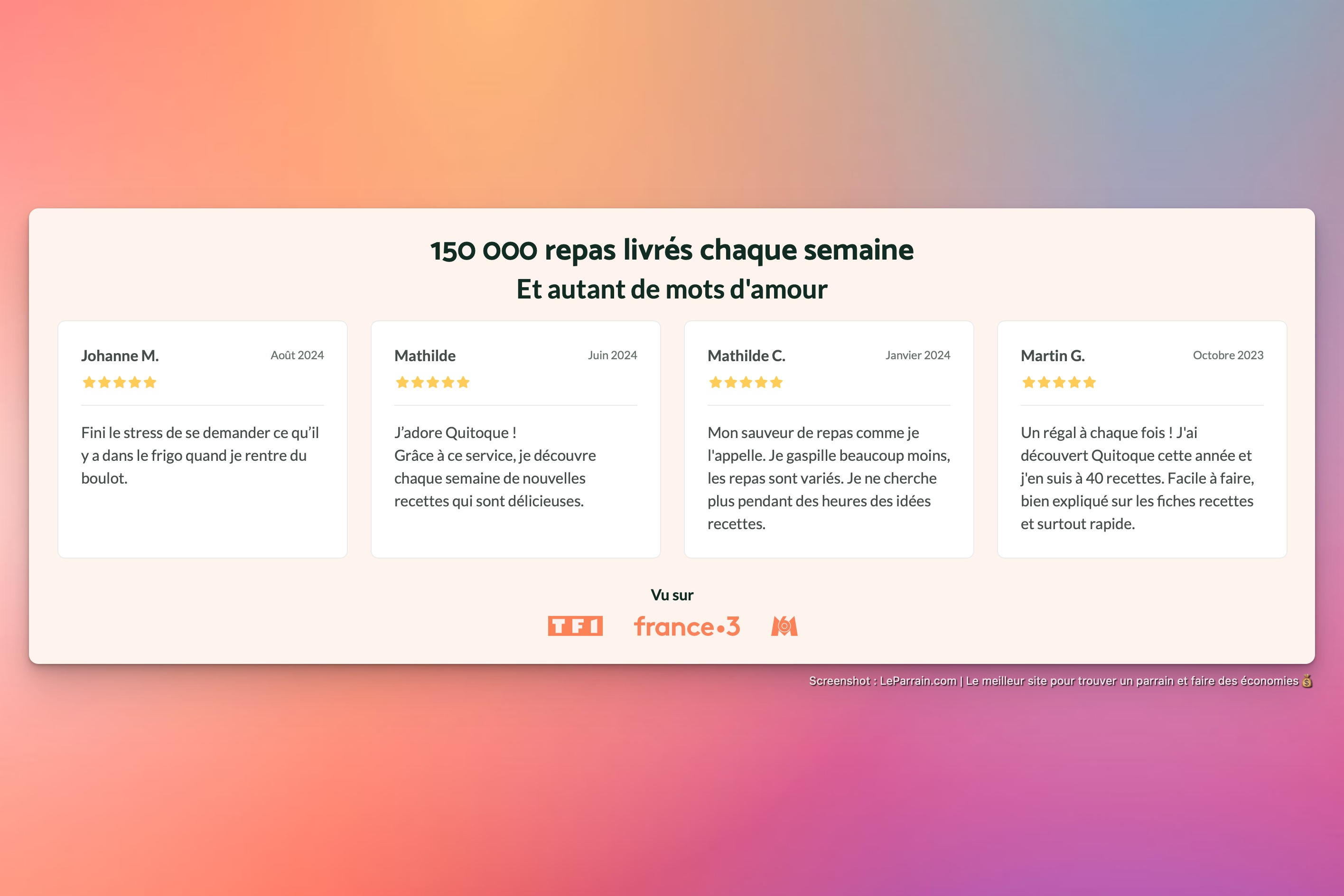 Capture d'écran 4 du programme de parrainage Quitoque