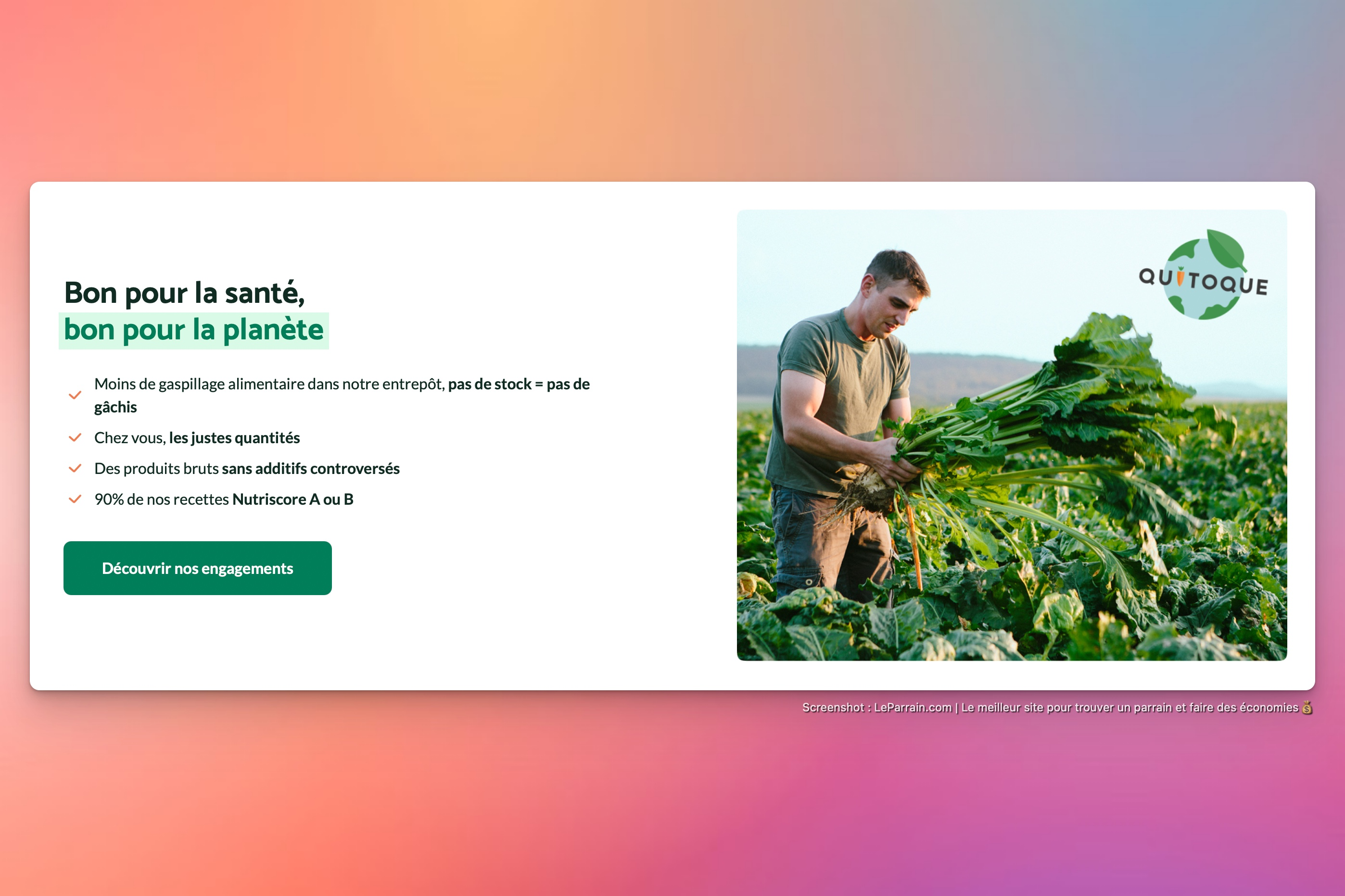 Capture d'écran 5 du programme de parrainage Quitoque