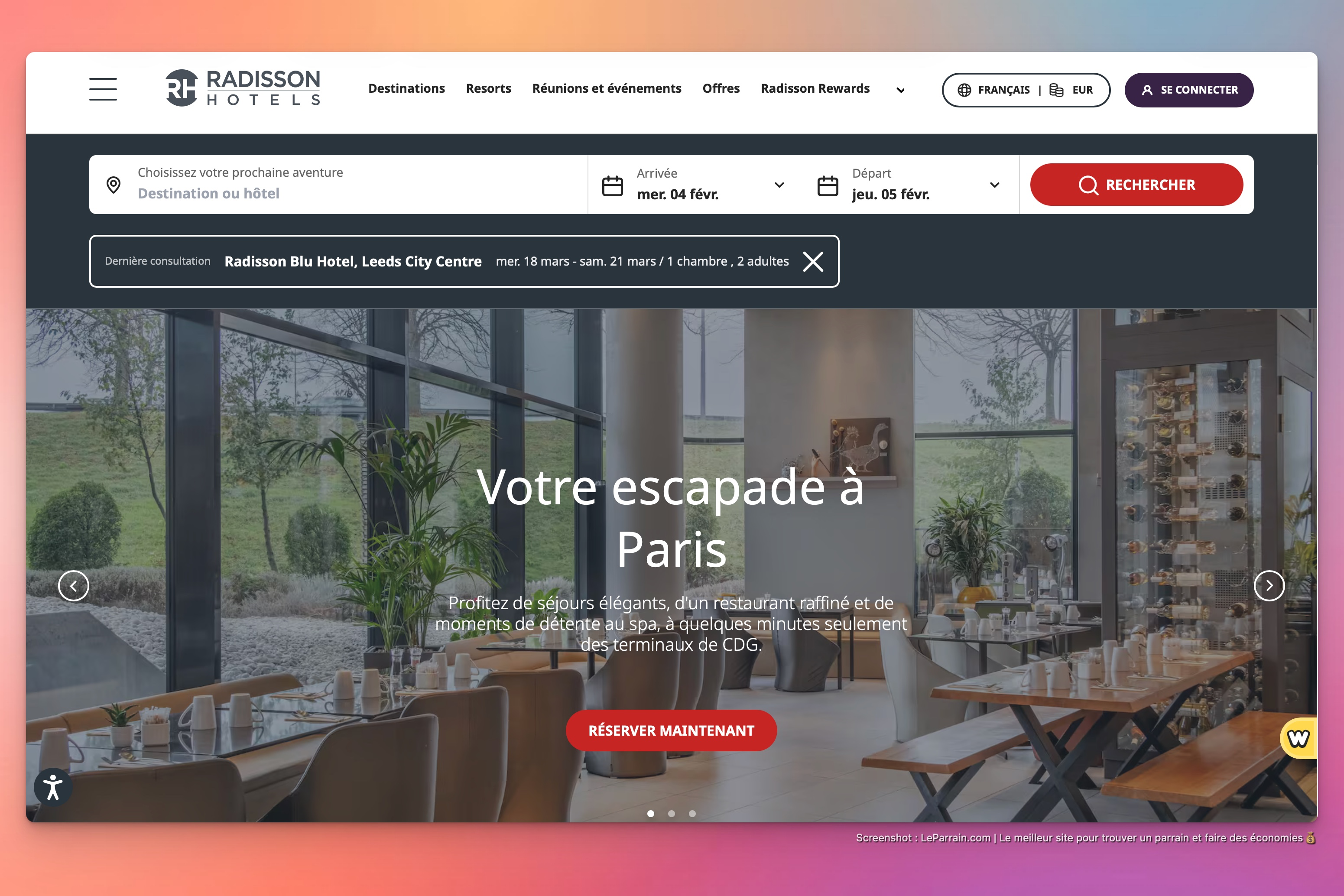 Capture d'écran 3 du programme de parrainage Radisson Hotels