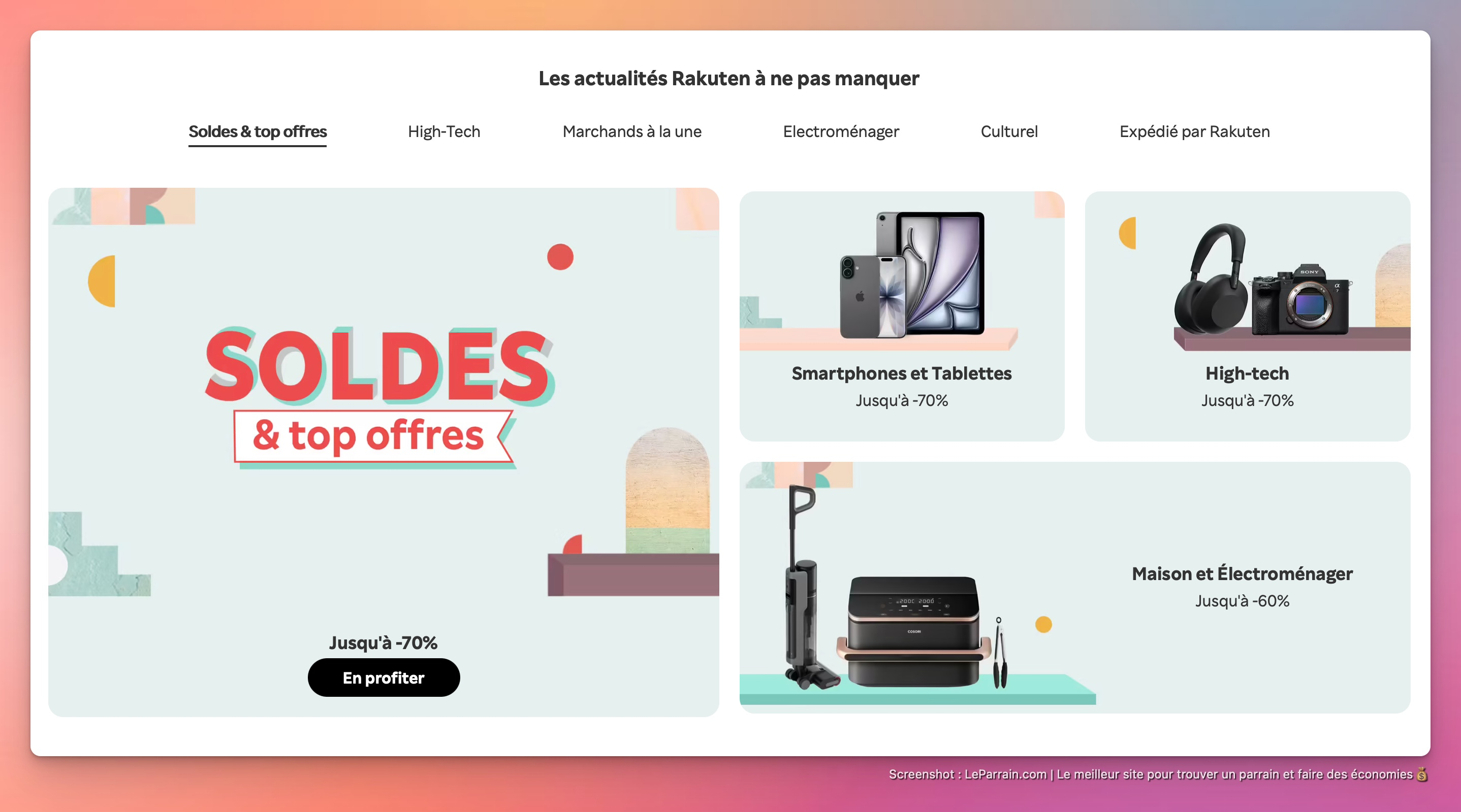 Capture d'écran 1 du programme de parrainage Rakuten