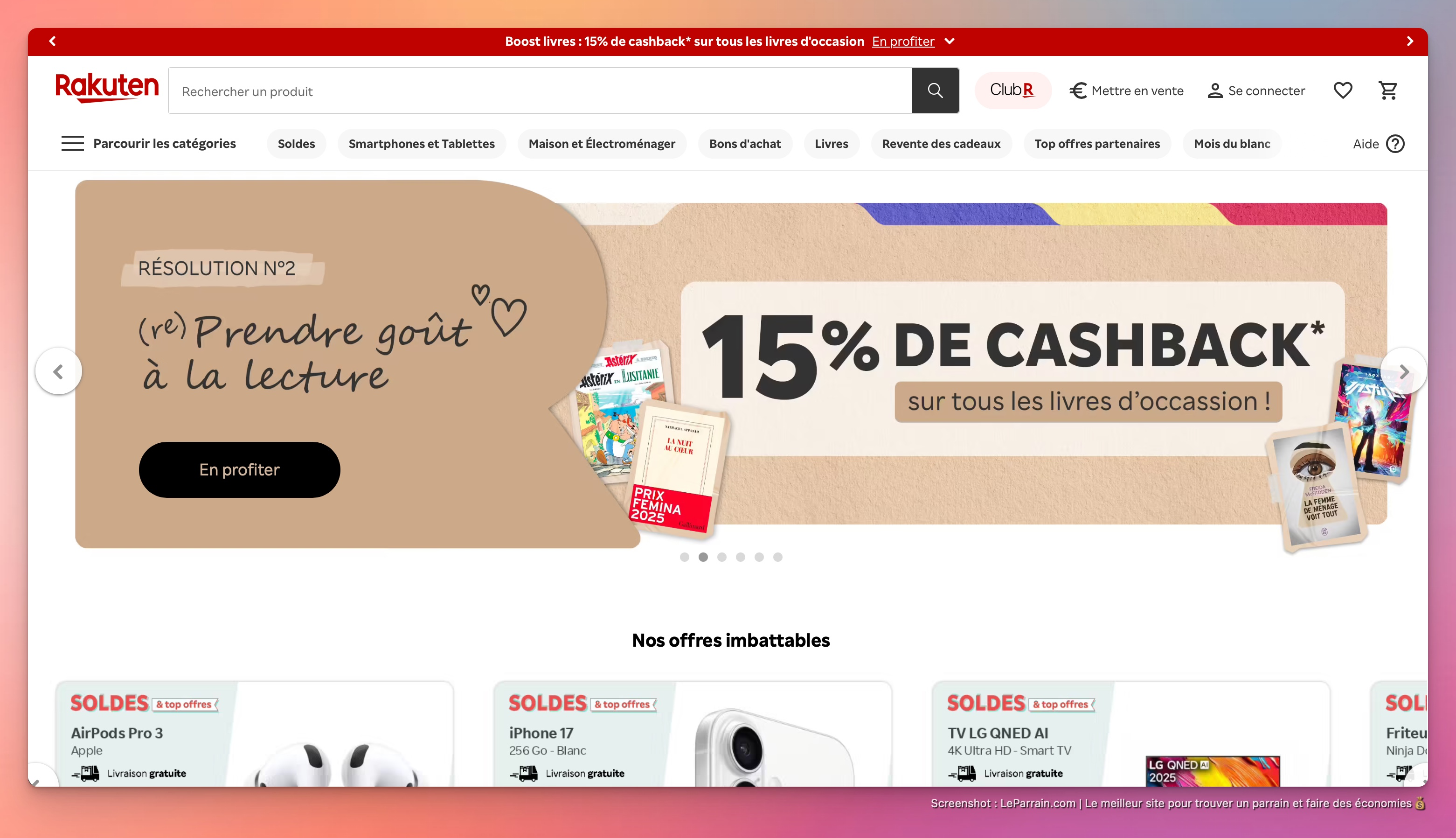 Capture d'écran 2 du programme de parrainage Rakuten