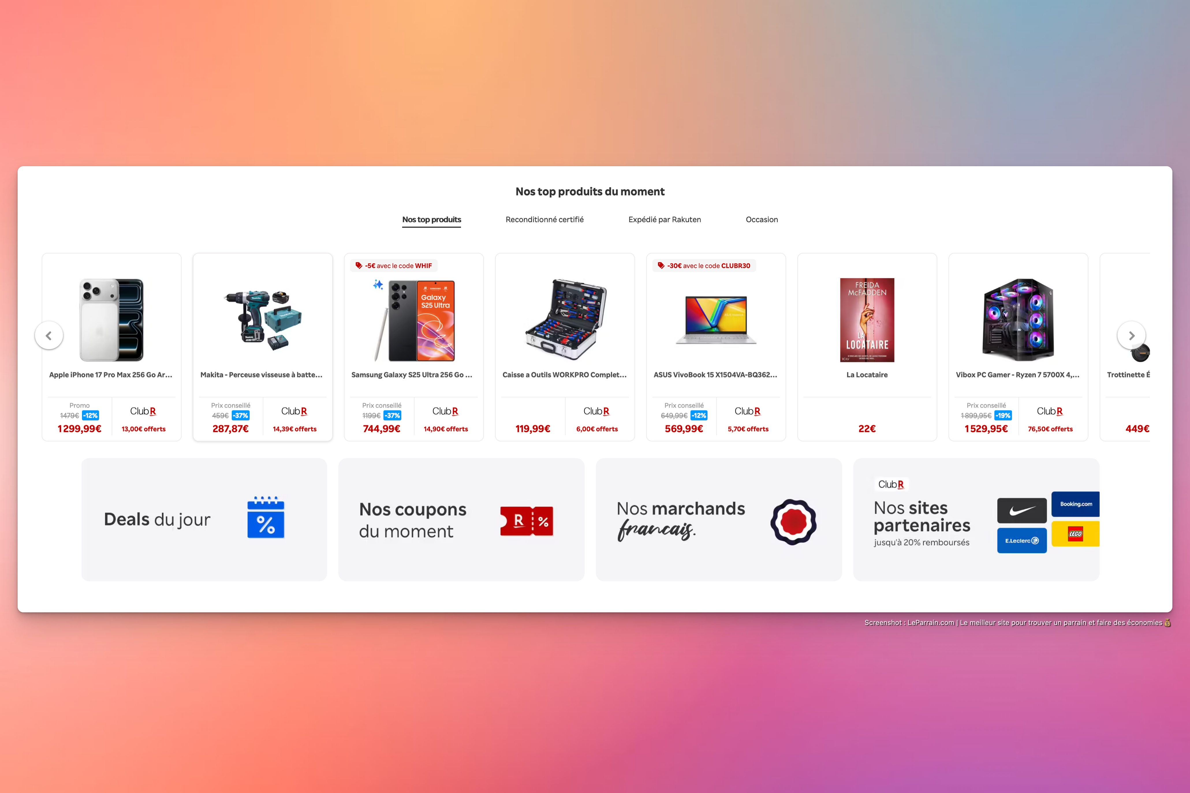 Capture d'écran 3 du programme de parrainage Rakuten