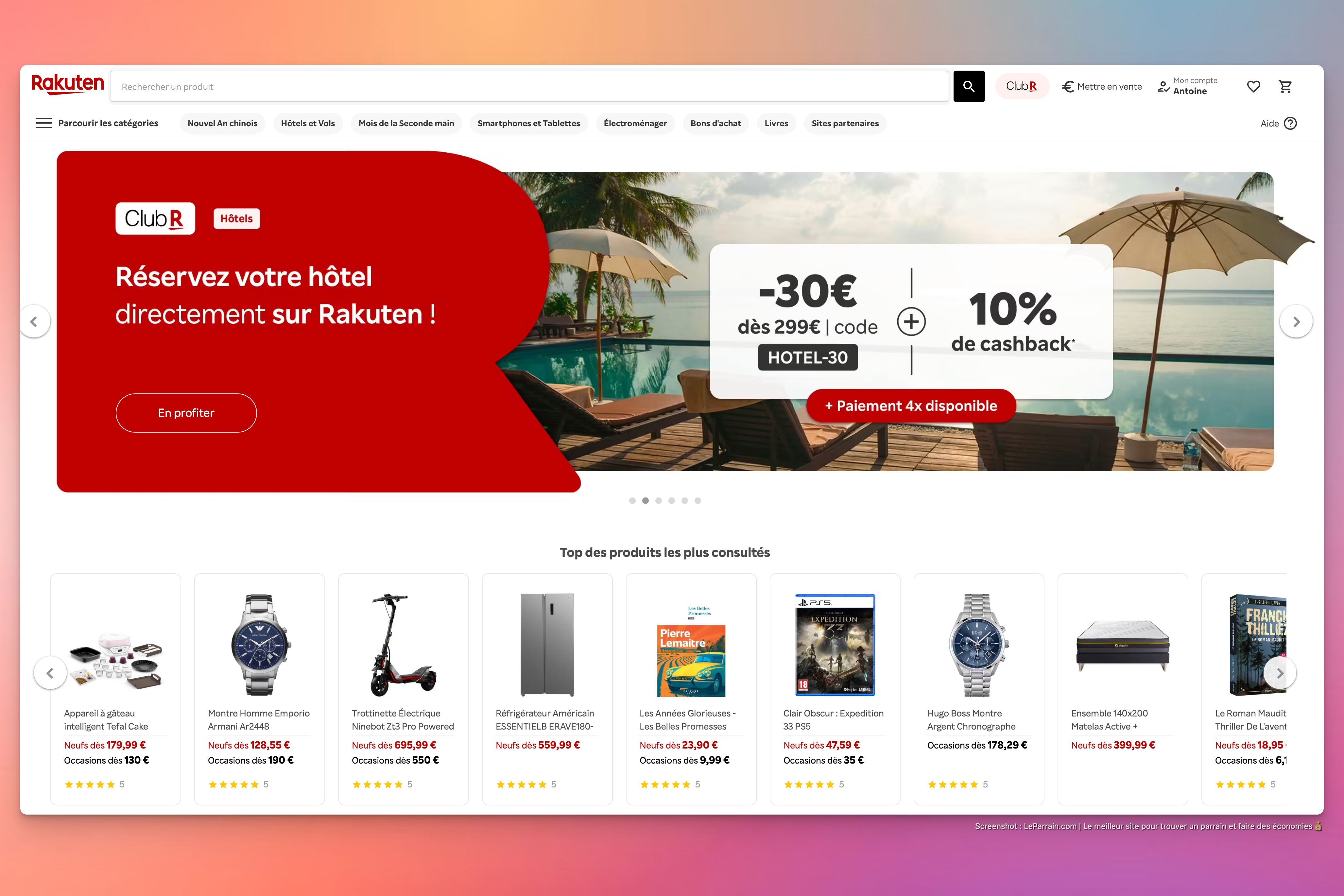 Capture d'écran 5 du programme de parrainage Rakuten