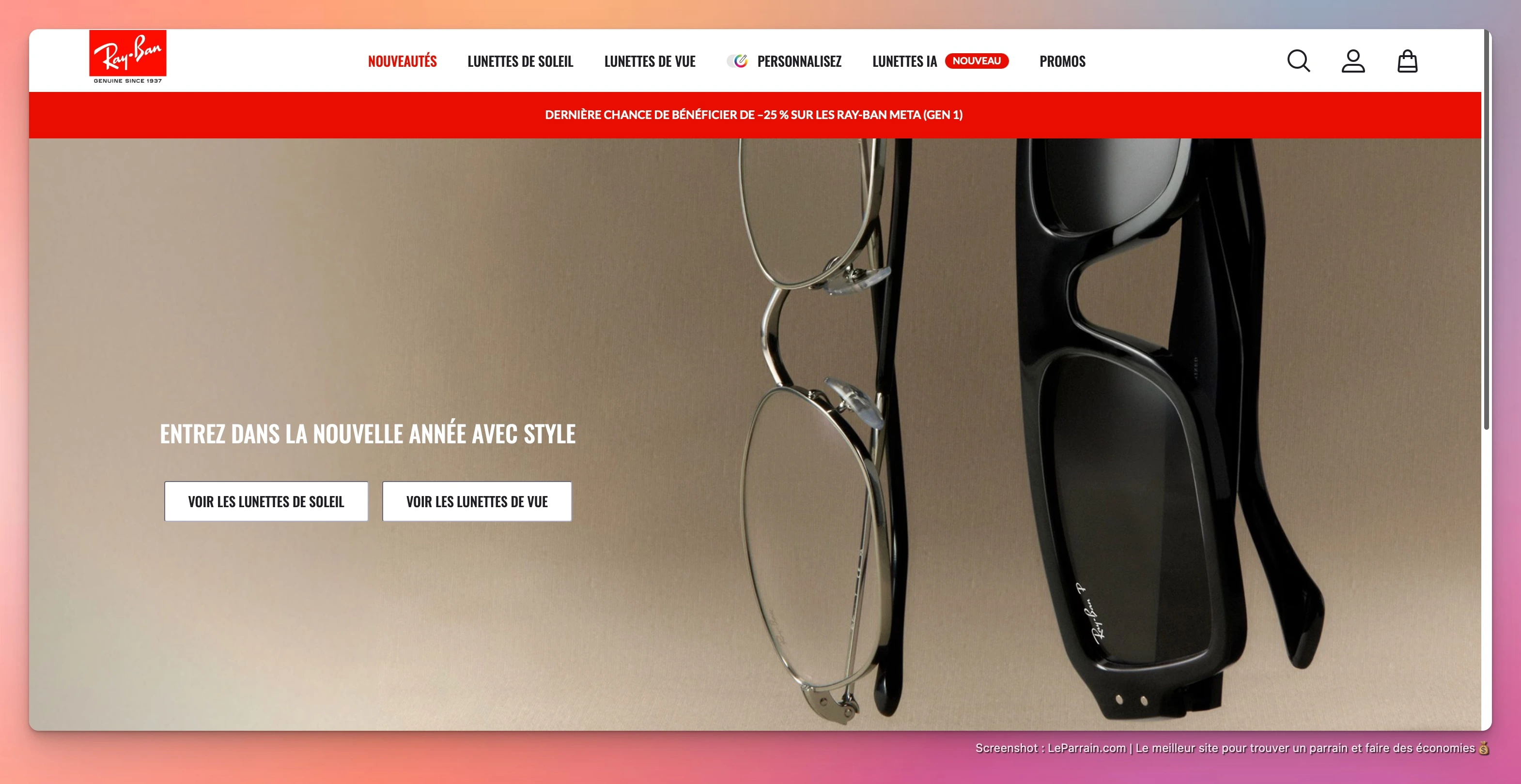 Capture d'écran 1 du programme de parrainage Rayban