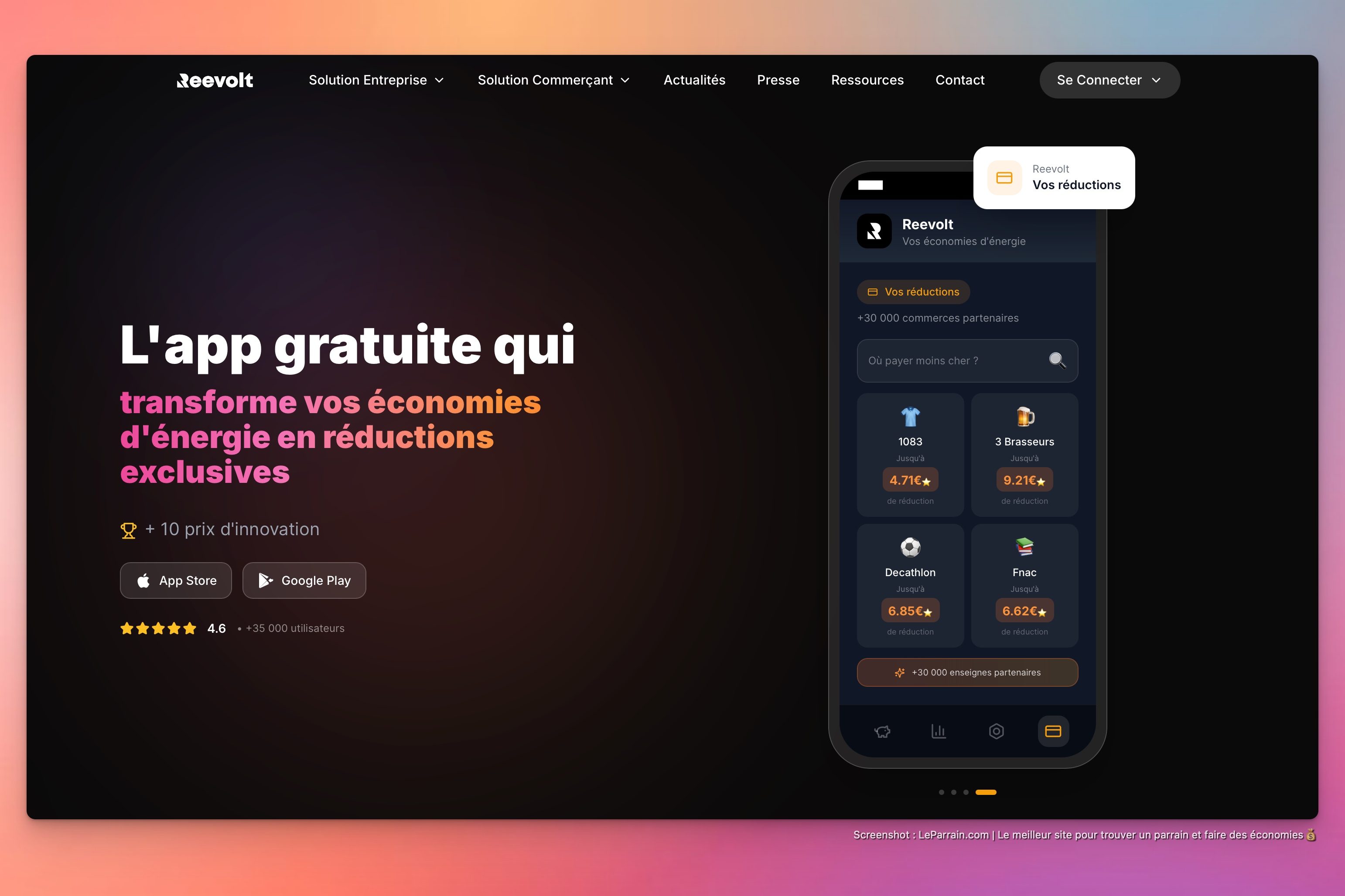 Capture d'écran 5 du programme de parrainage Reevolt