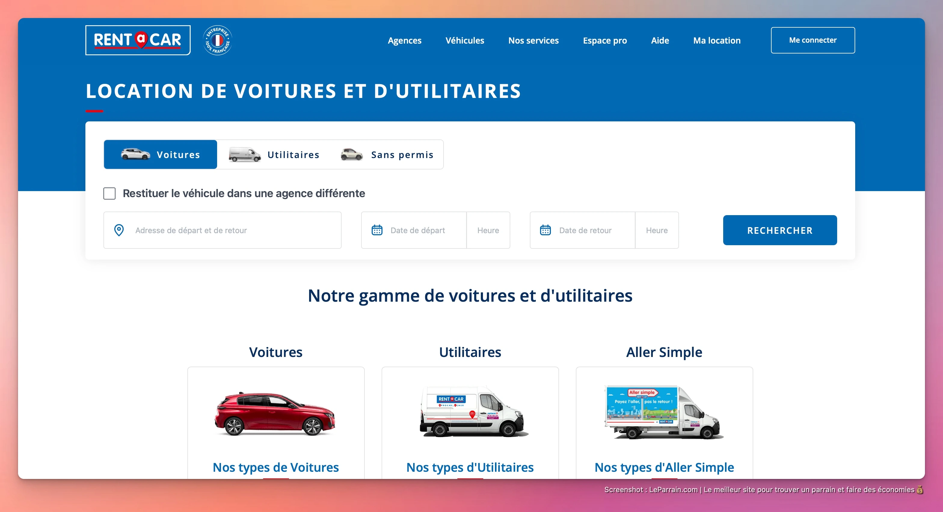 Capture d'écran 1 du programme de parrainage Rent a Car