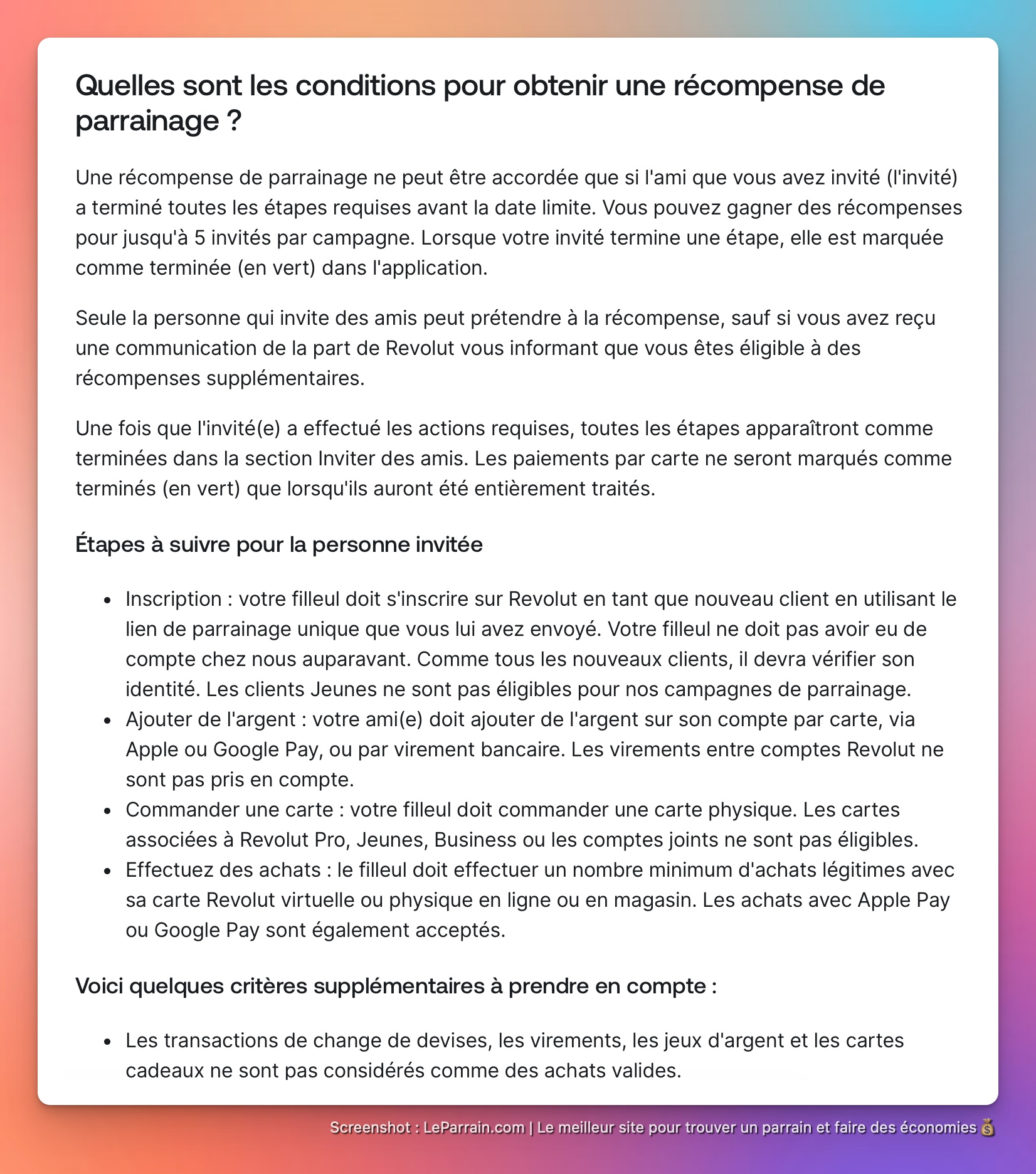 Capture d'écran 1 du programme de parrainage Revolut