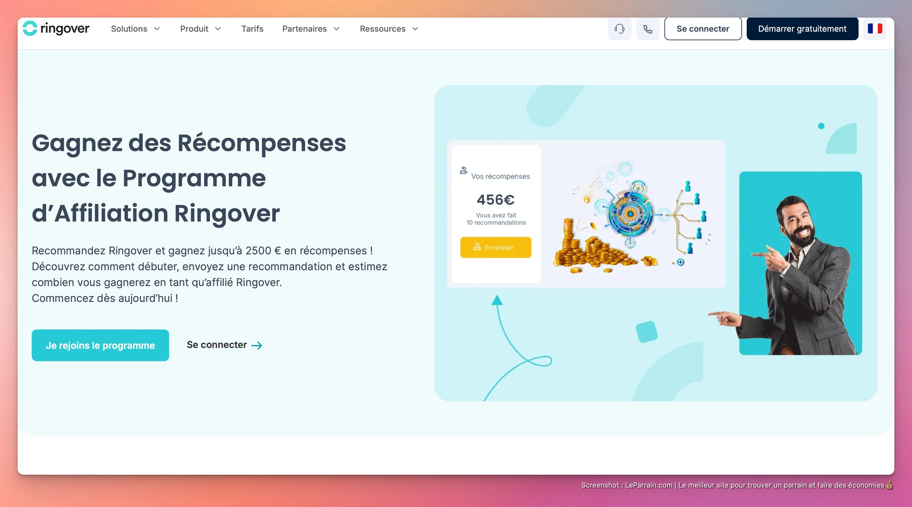 Capture d'écran 1 du programme de parrainage Ringover