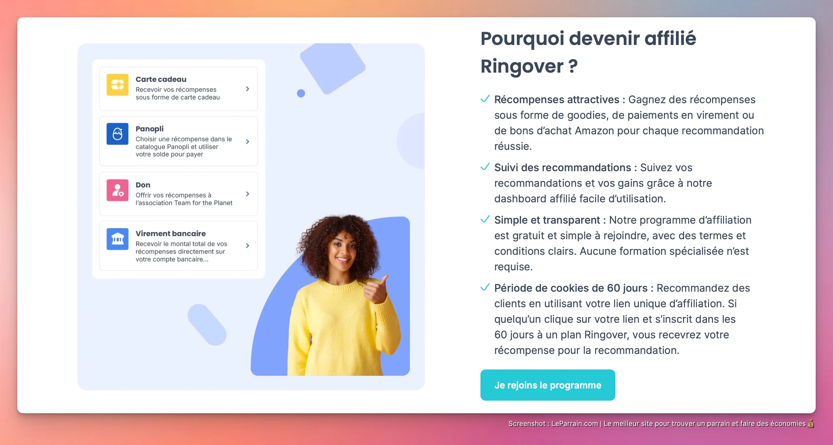 Capture d'écran 2 du programme de parrainage Ringover