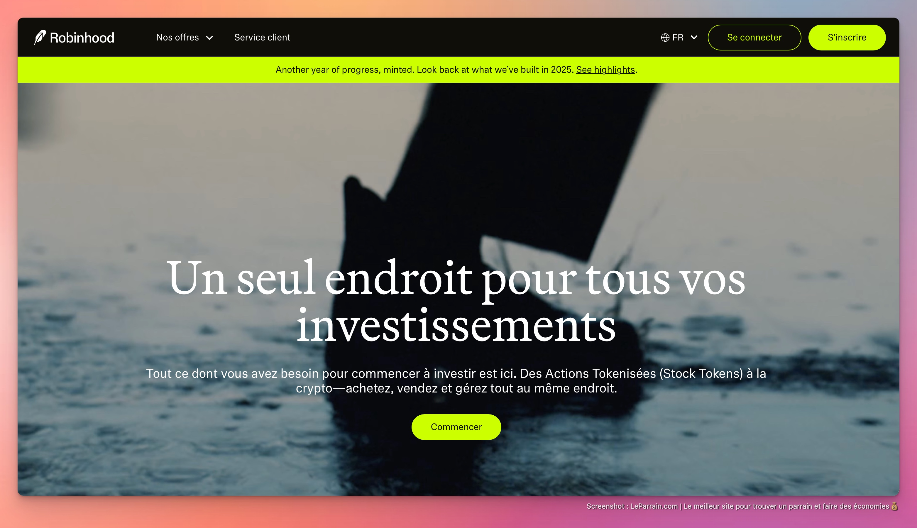 Capture d'écran 1 du programme de parrainage Robinhood