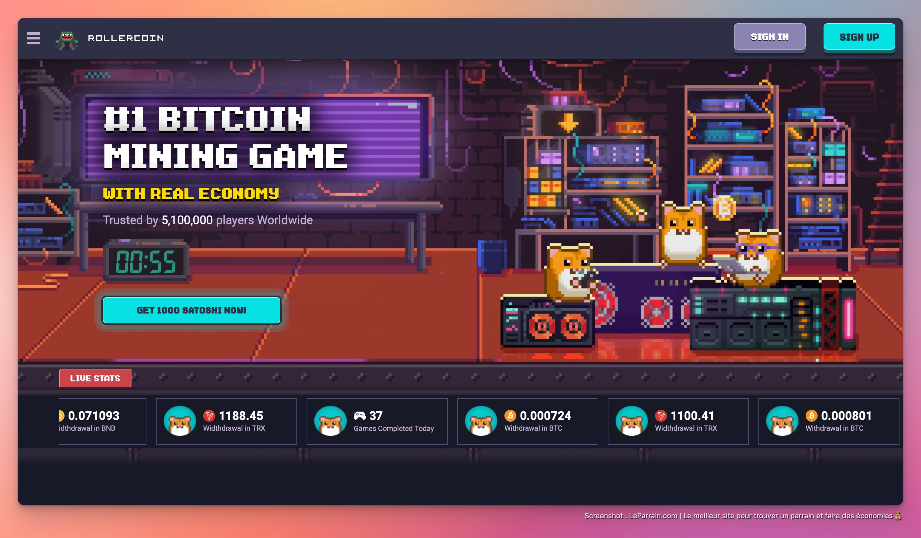 Capture d'écran 2 du programme de parrainage RollerCoin