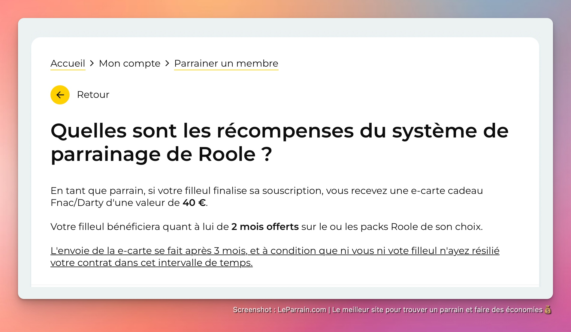 Capture d'écran 1 du programme de parrainage Roole