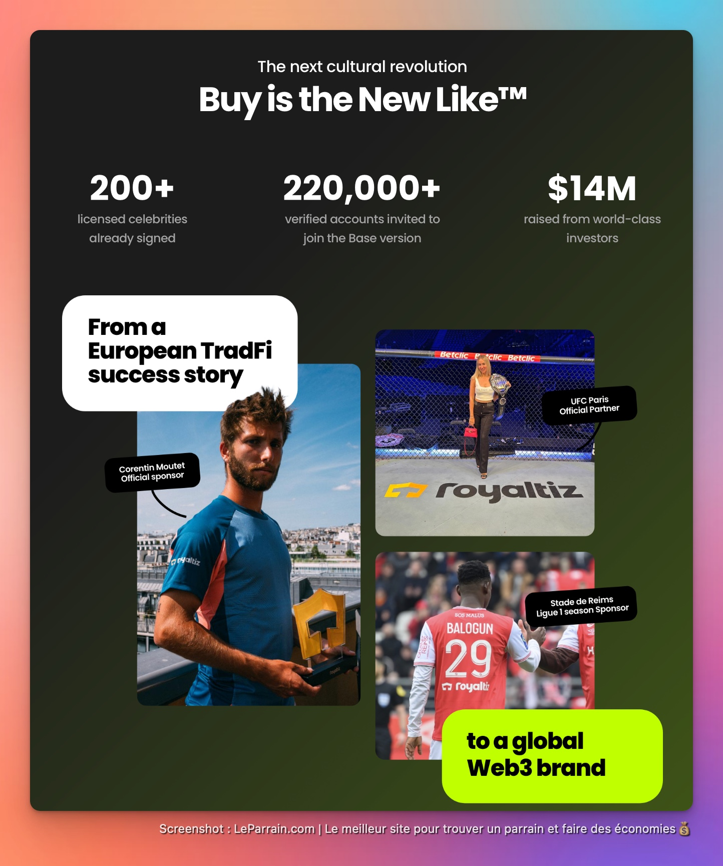 Capture d'écran 1 du programme de parrainage Royaltiz