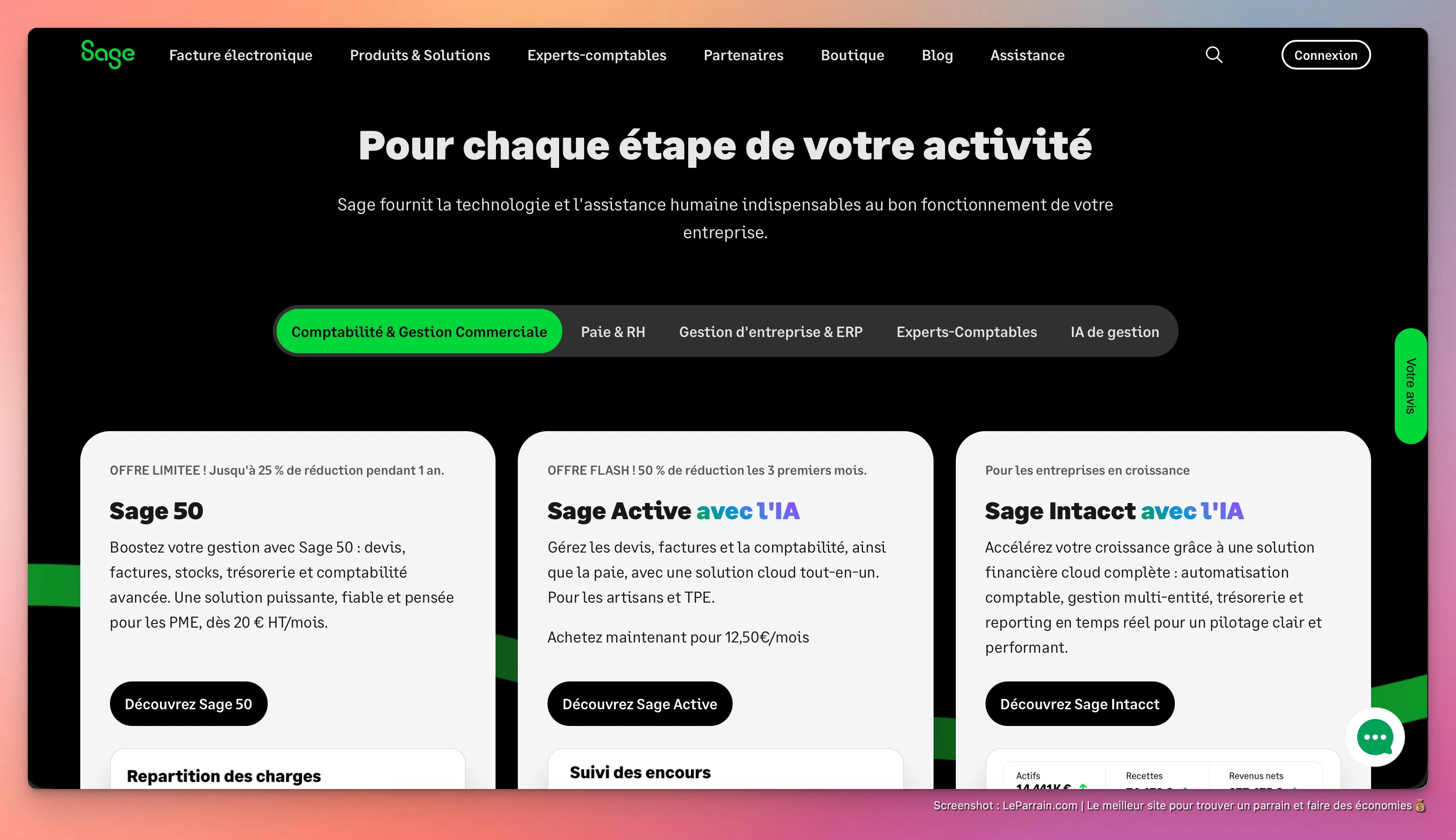 Capture d'écran 2 du programme de parrainage Sage