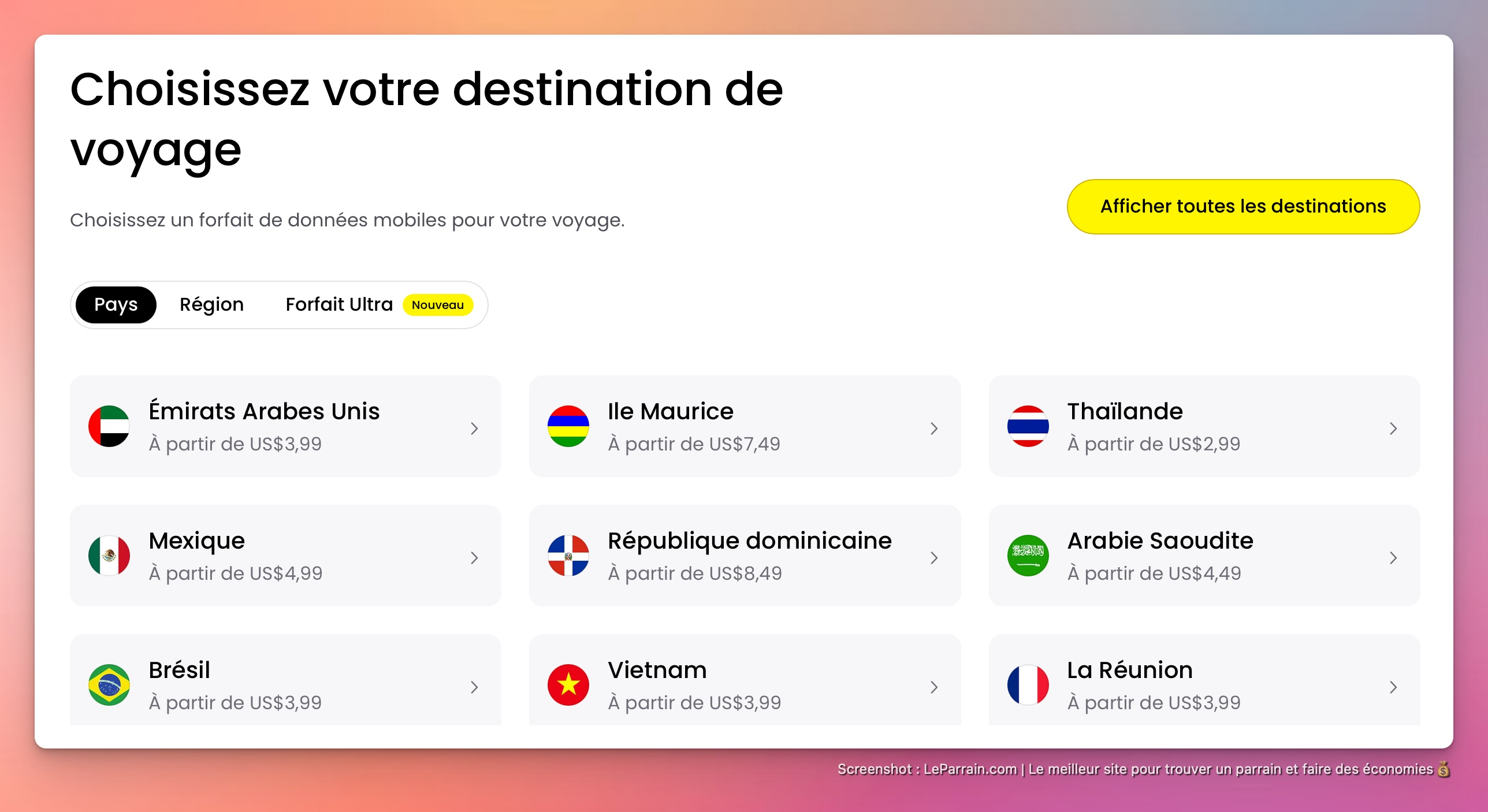 Capture d'écran 3 du programme de parrainage Saily