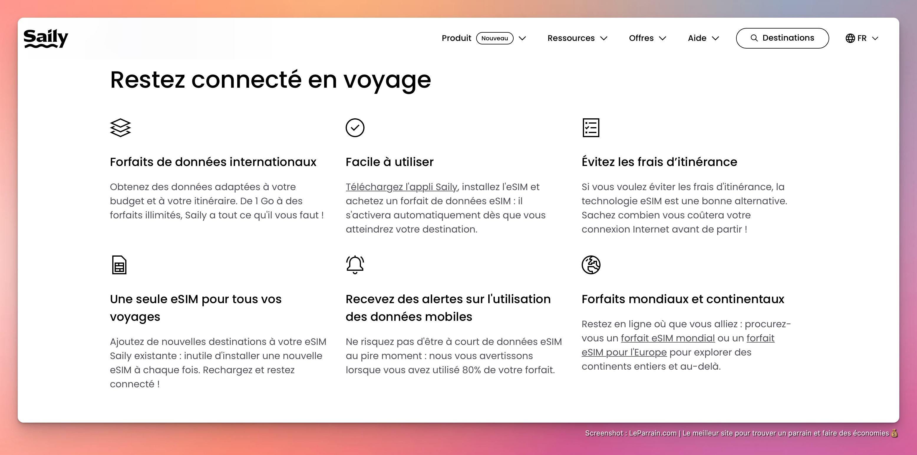 Capture d'écran 4 du programme de parrainage Saily