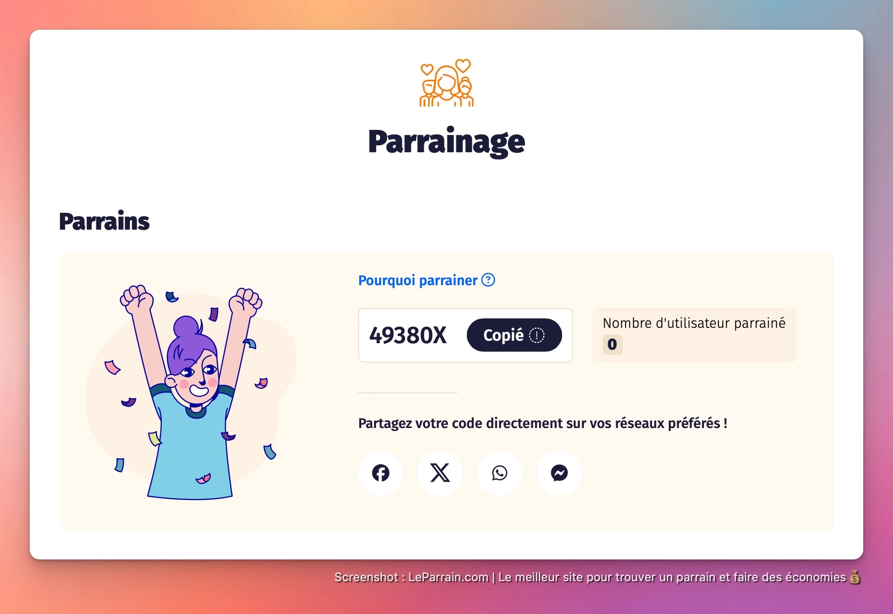 Capture d'écran 5 du programme de parrainage Sampleo