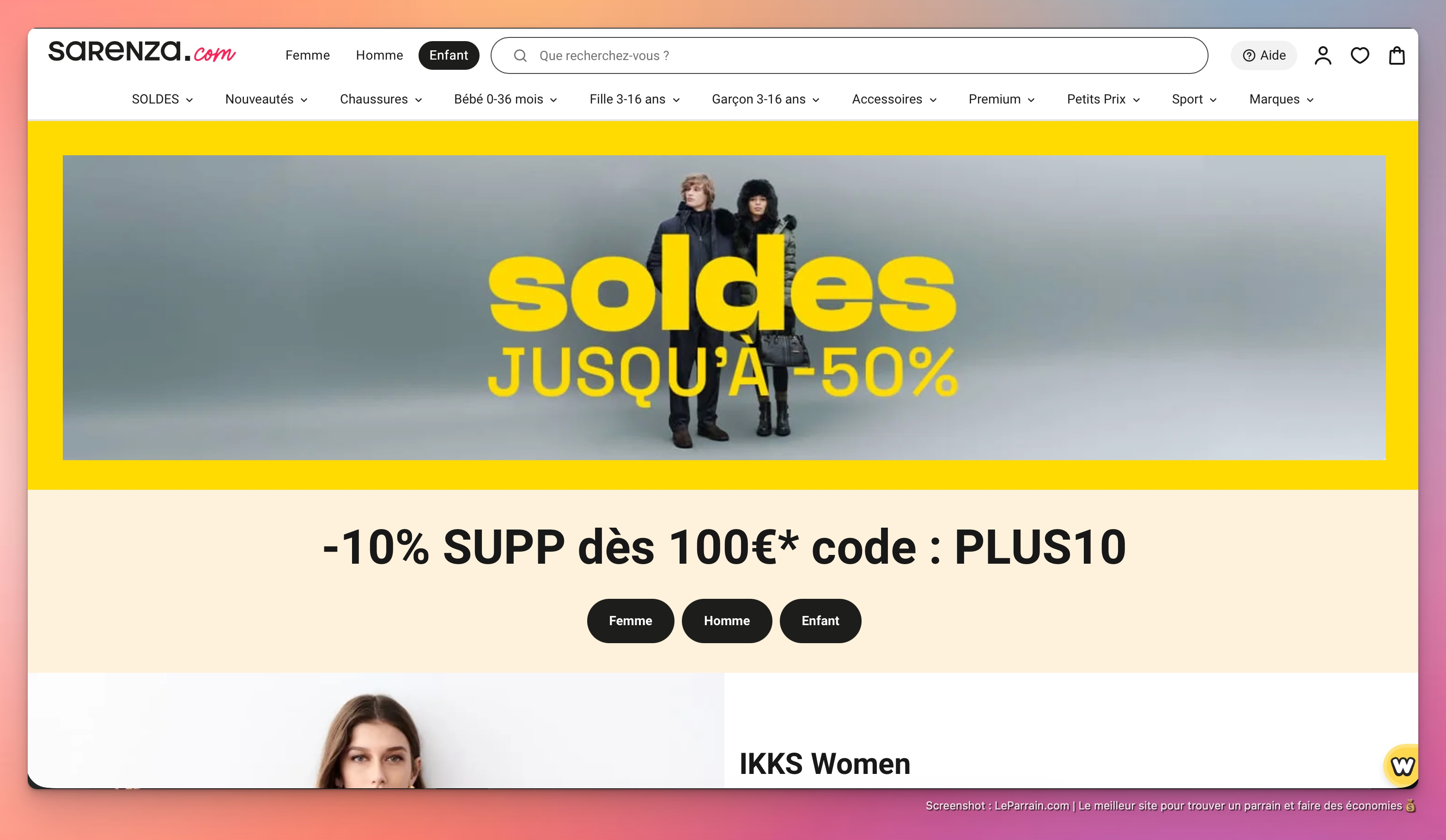 Capture d'écran 1 du programme de parrainage Sarenza