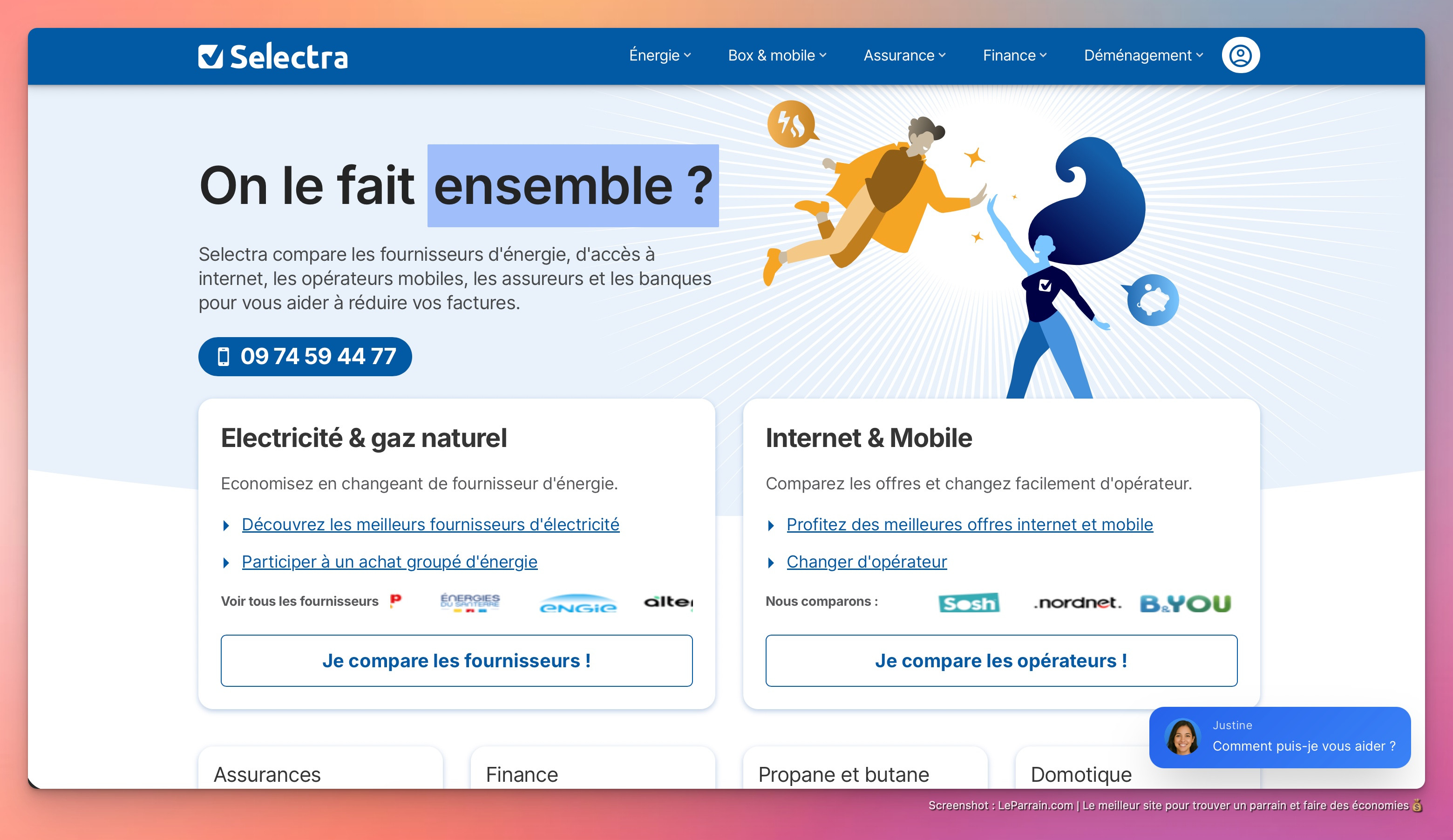 Capture d'écran 1 du programme de parrainage Selectra