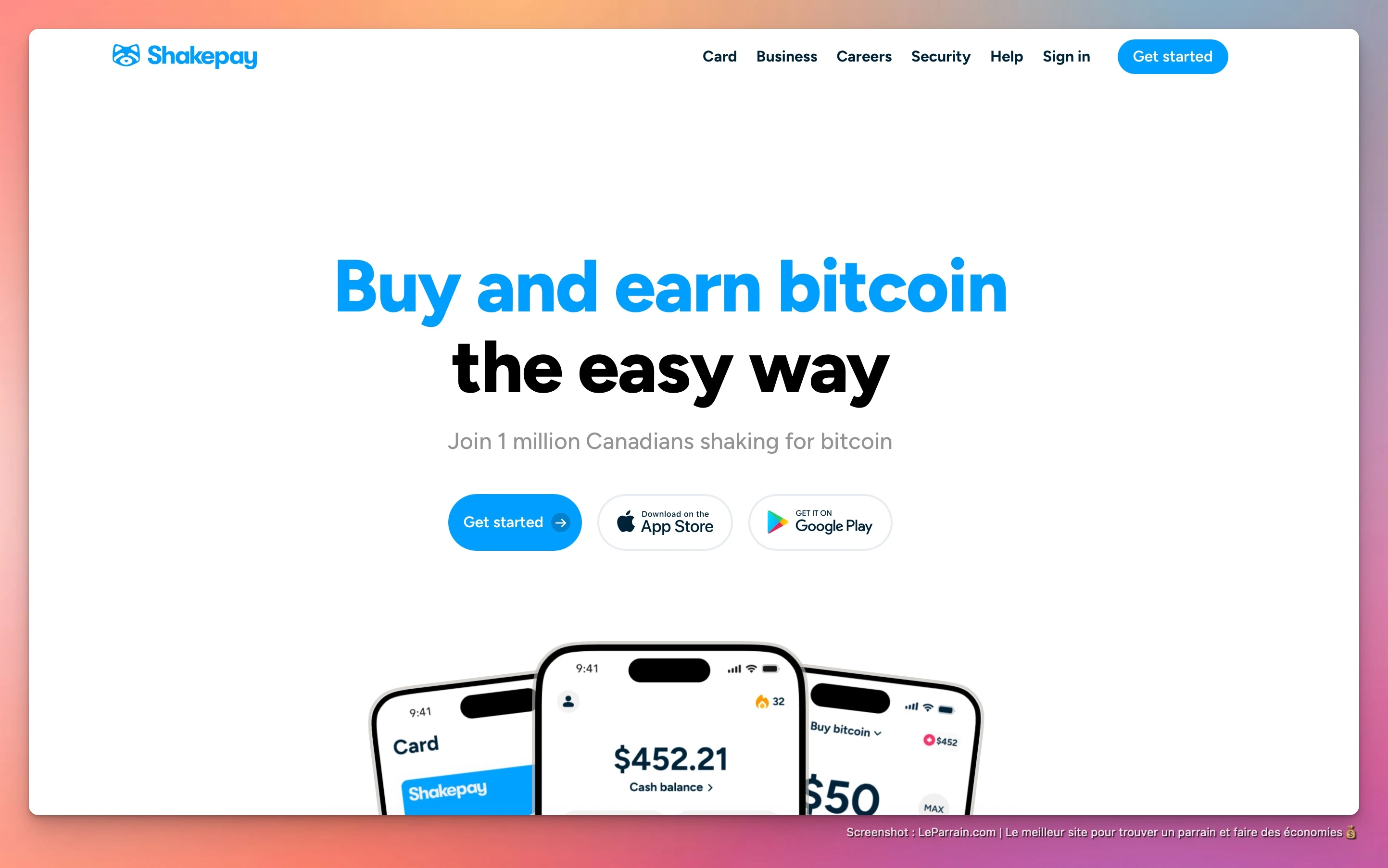 Capture d'écran 2 du programme de parrainage Shakepay