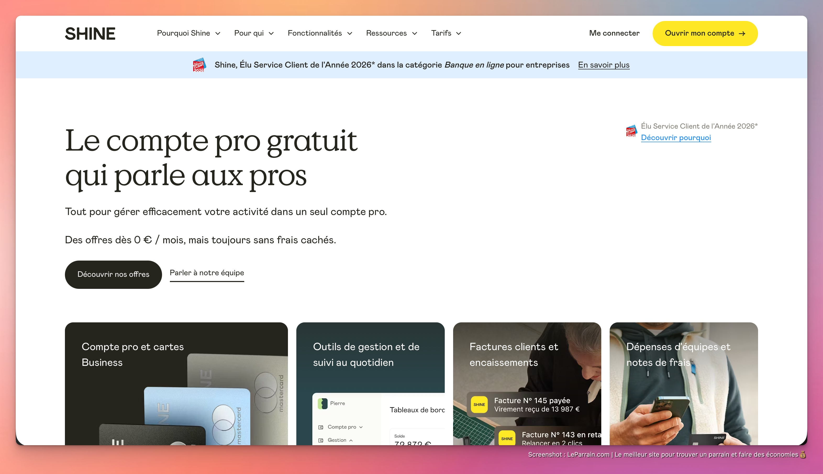Capture d'écran 1 du programme de parrainage Shine