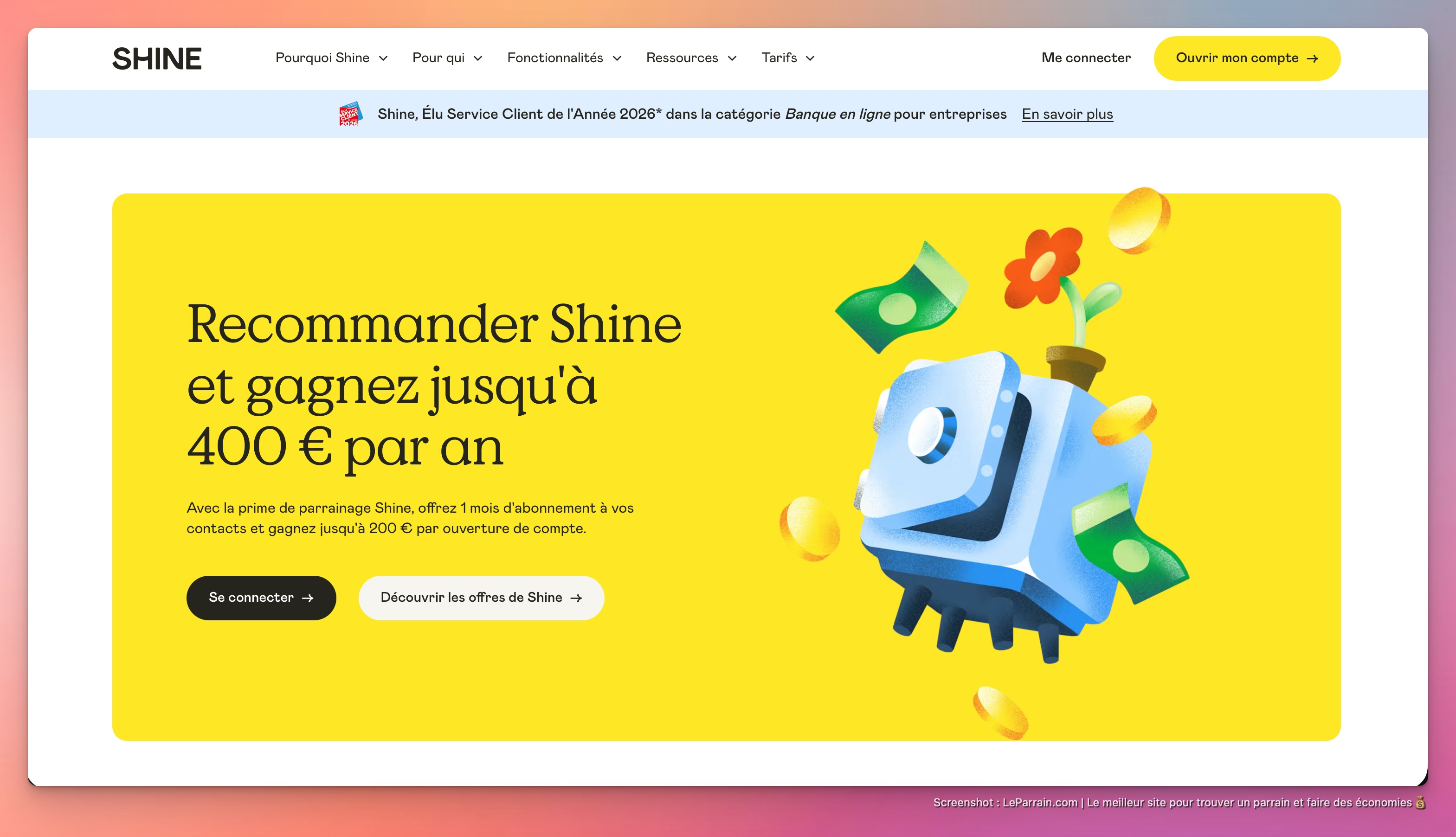 Capture d'écran 4 du programme de parrainage Shine