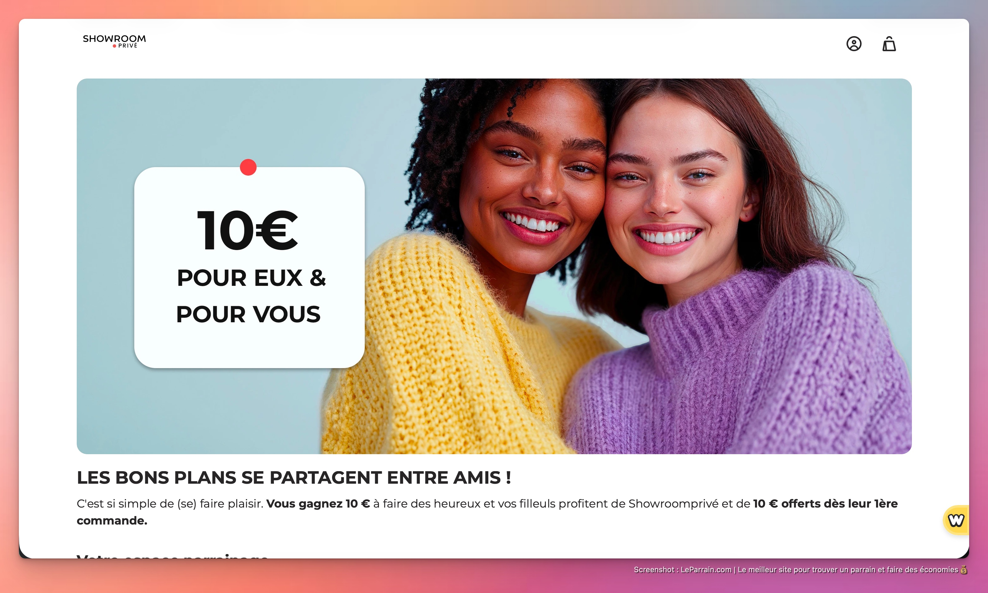 Capture d'écran 4 du programme de parrainage Showroomprive