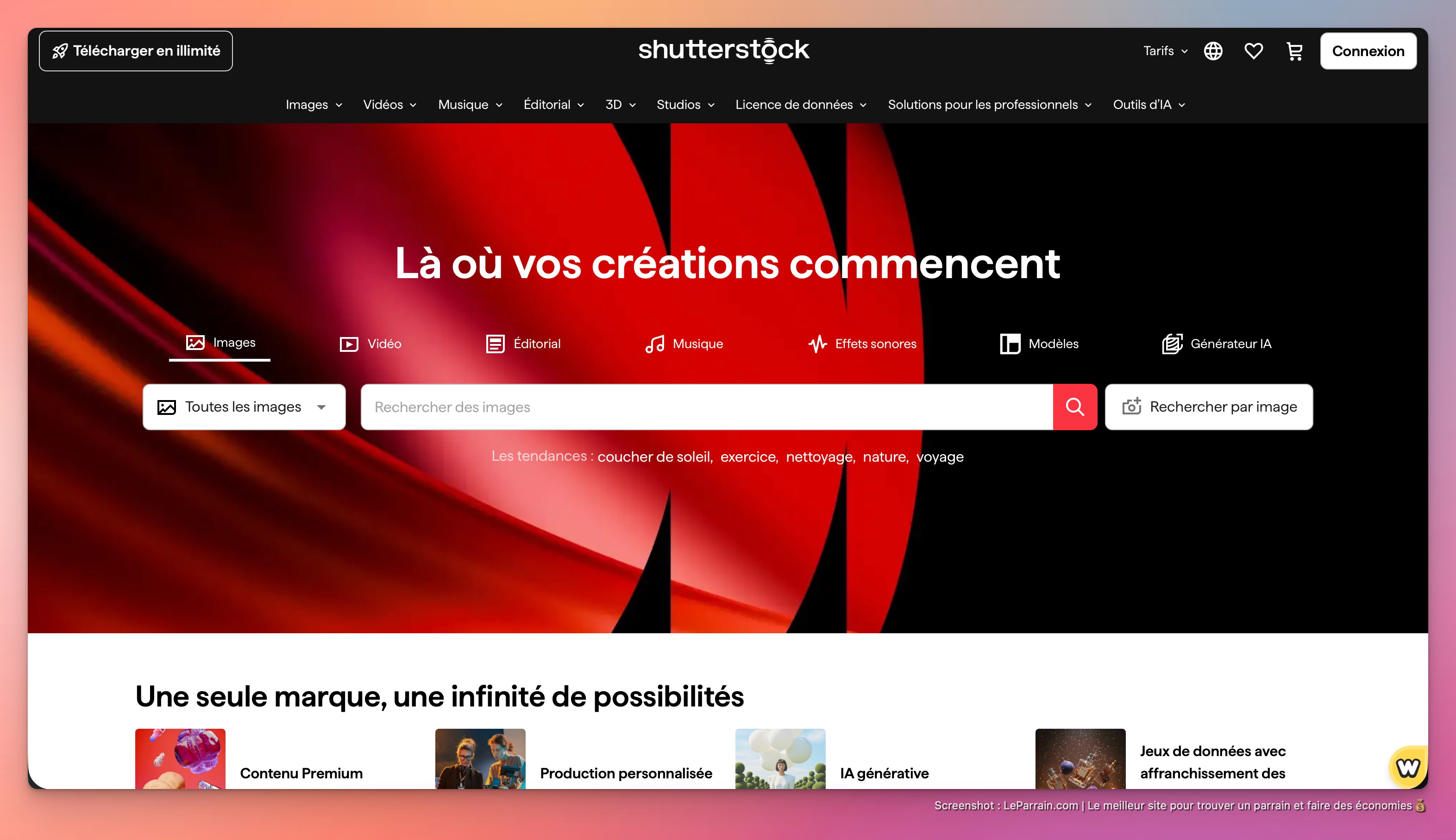 Capture d'écran 1 du programme de parrainage Shutterstock