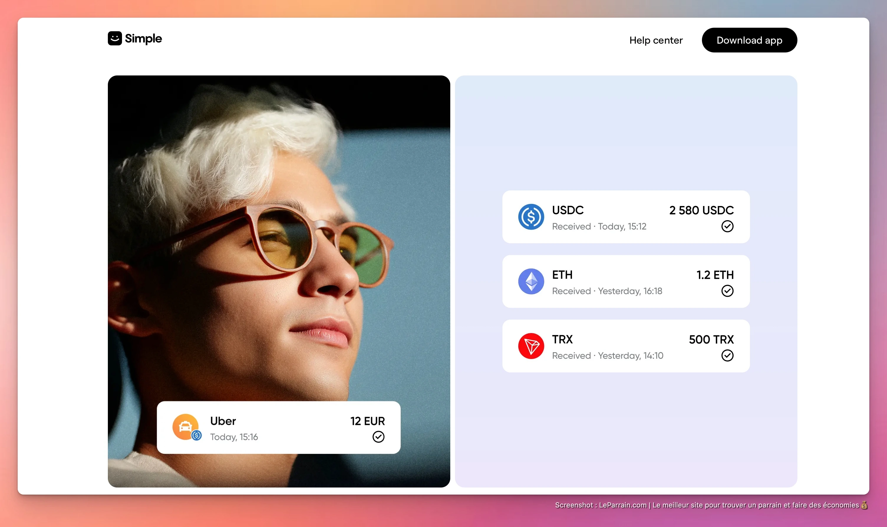 Capture d'écran 1 du programme de parrainage Simple