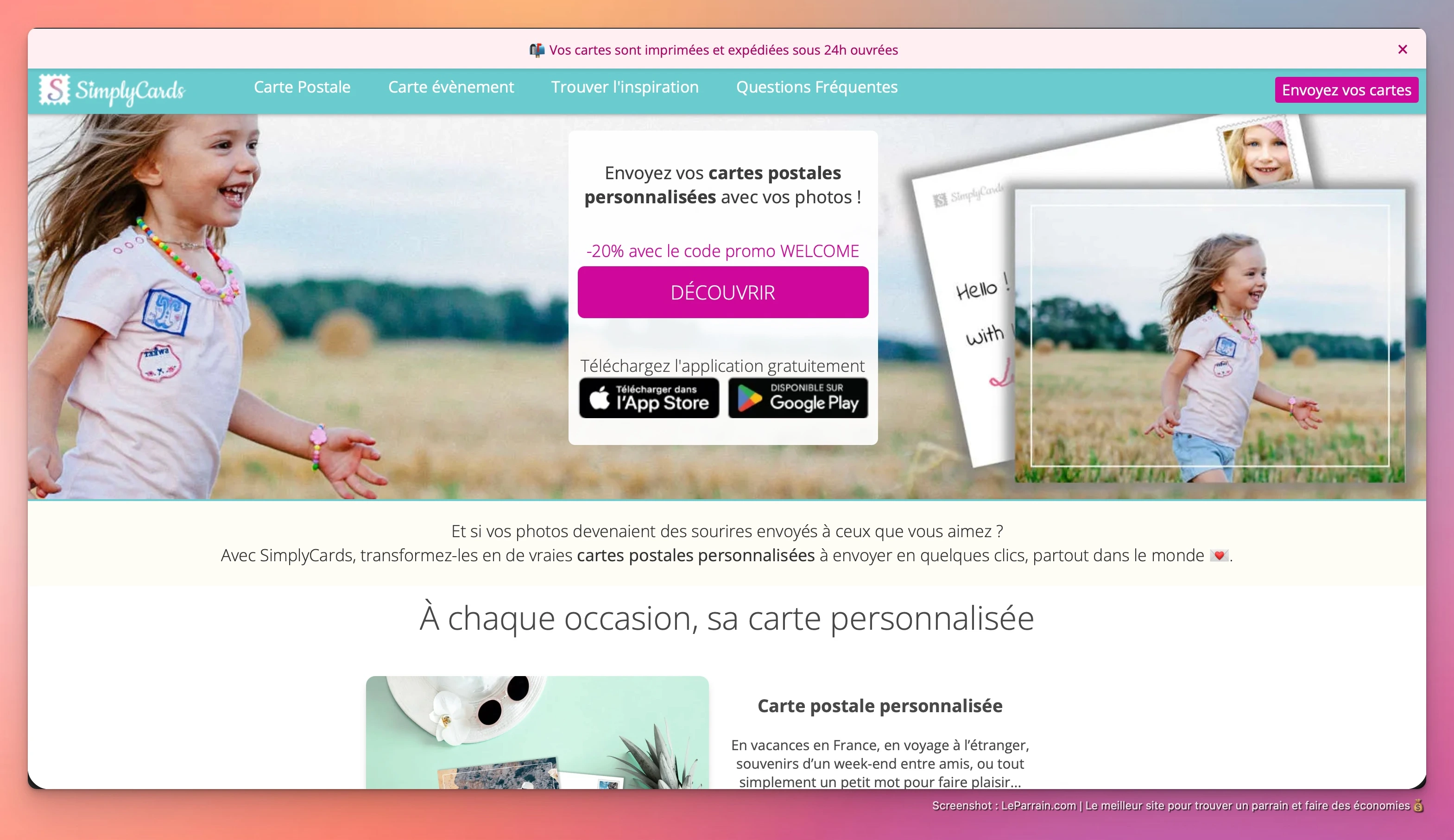 Capture d'écran 2 du programme de parrainage Simply Cards