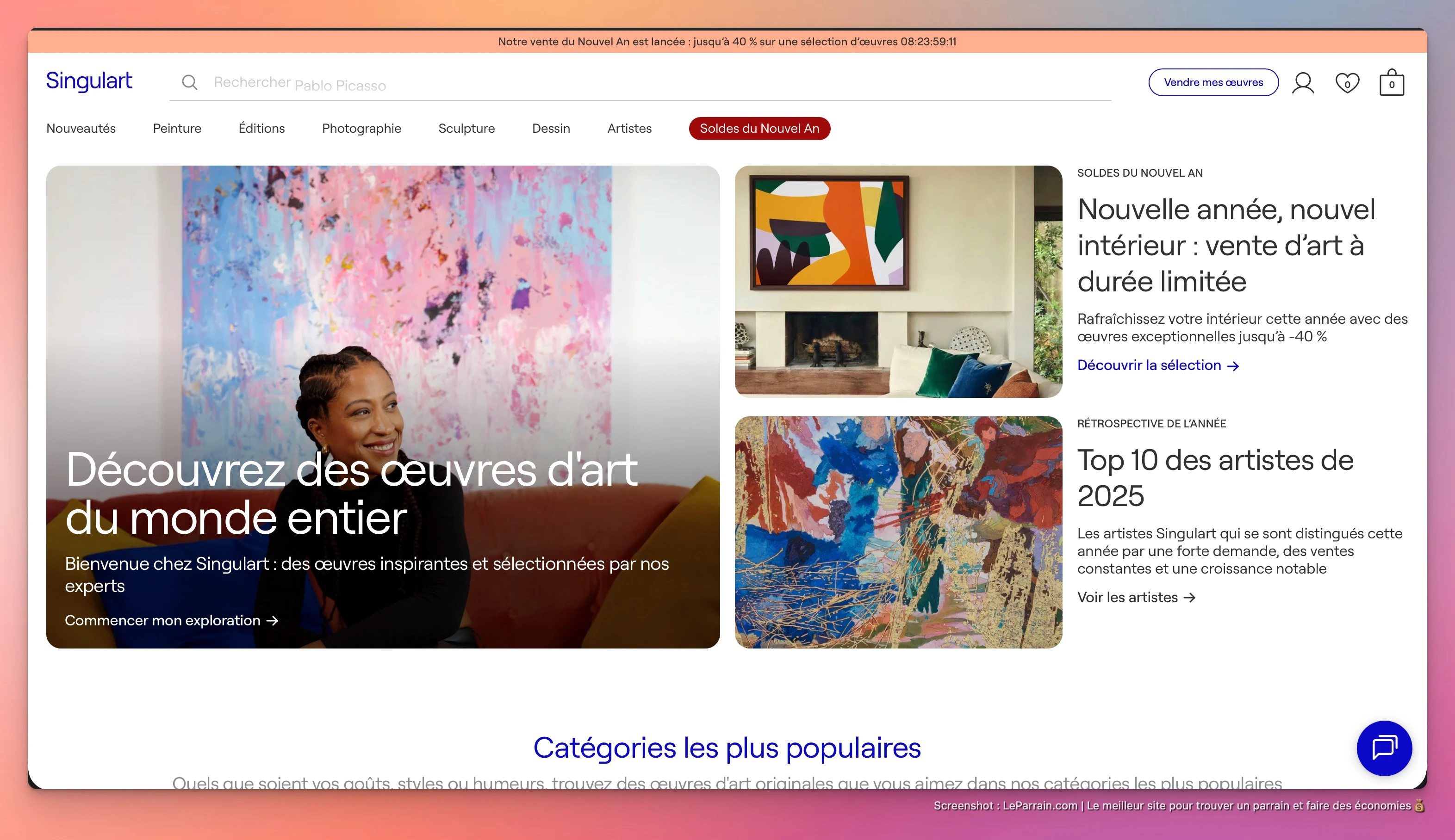 Capture d'écran 1 du programme de parrainage Singulart