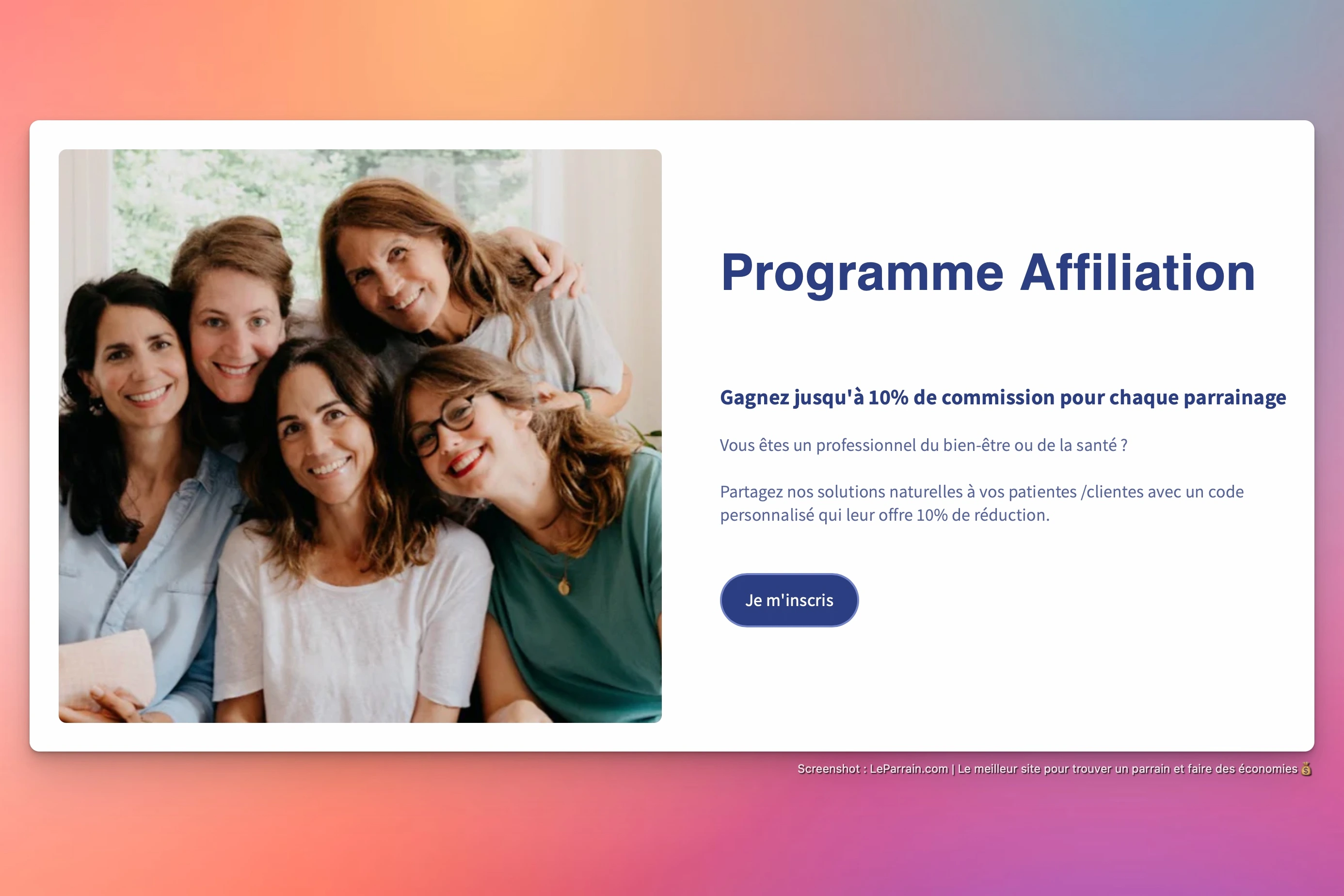 Capture d'écran 2 du programme de parrainage Sister Feel