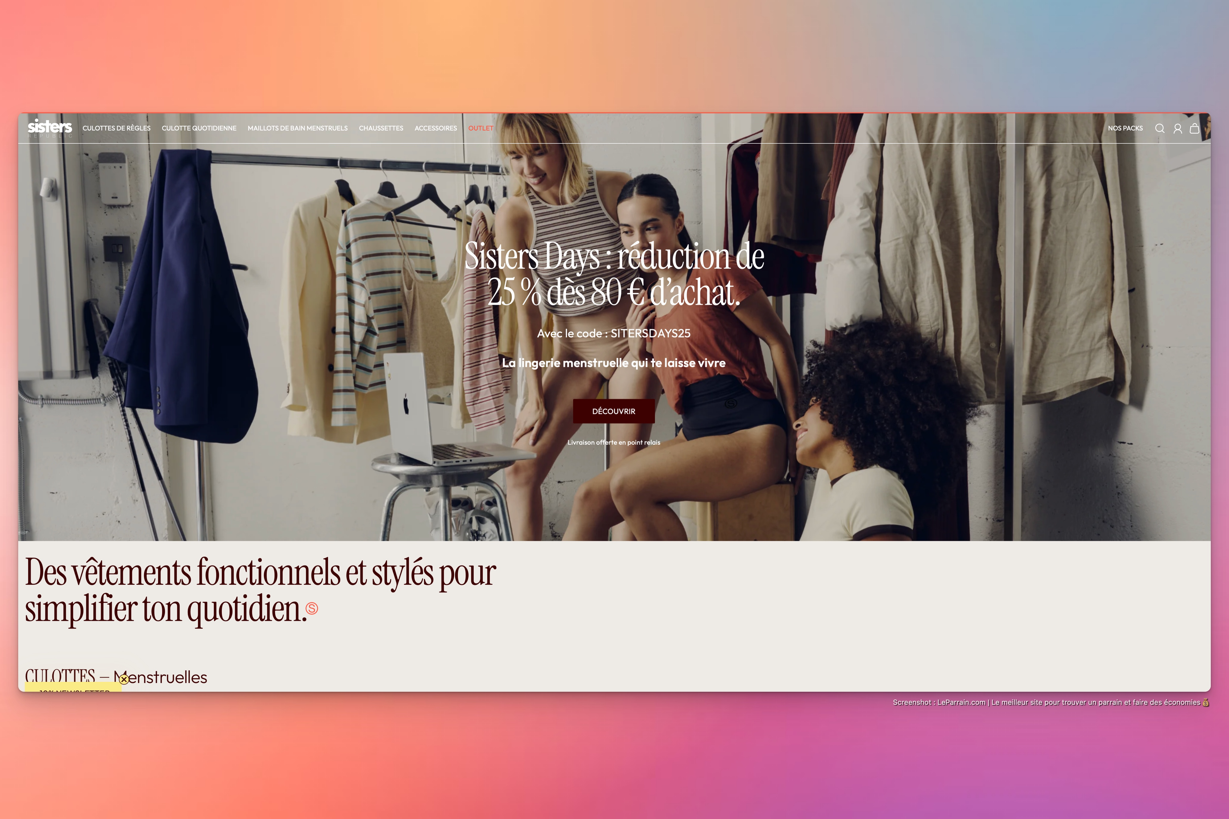 Capture d'écran 3 du programme de parrainage Sisters Republic