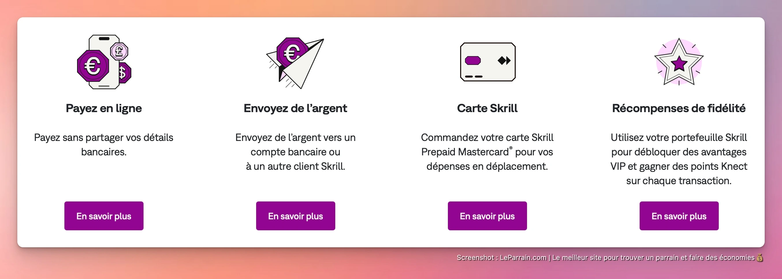 Capture d'écran 4 du programme de parrainage Skrill