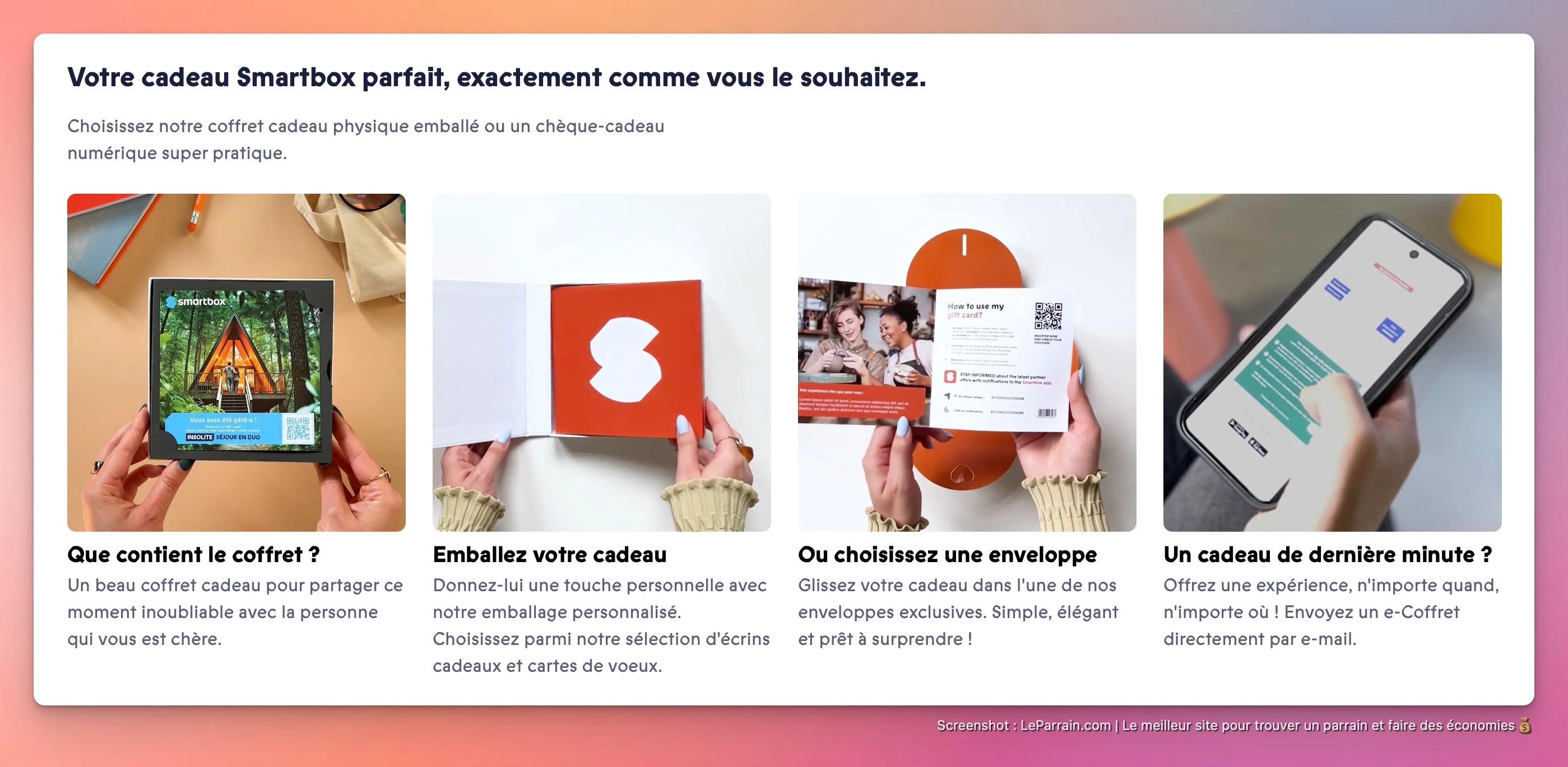 Capture d'écran 1 du programme de parrainage Smartbox