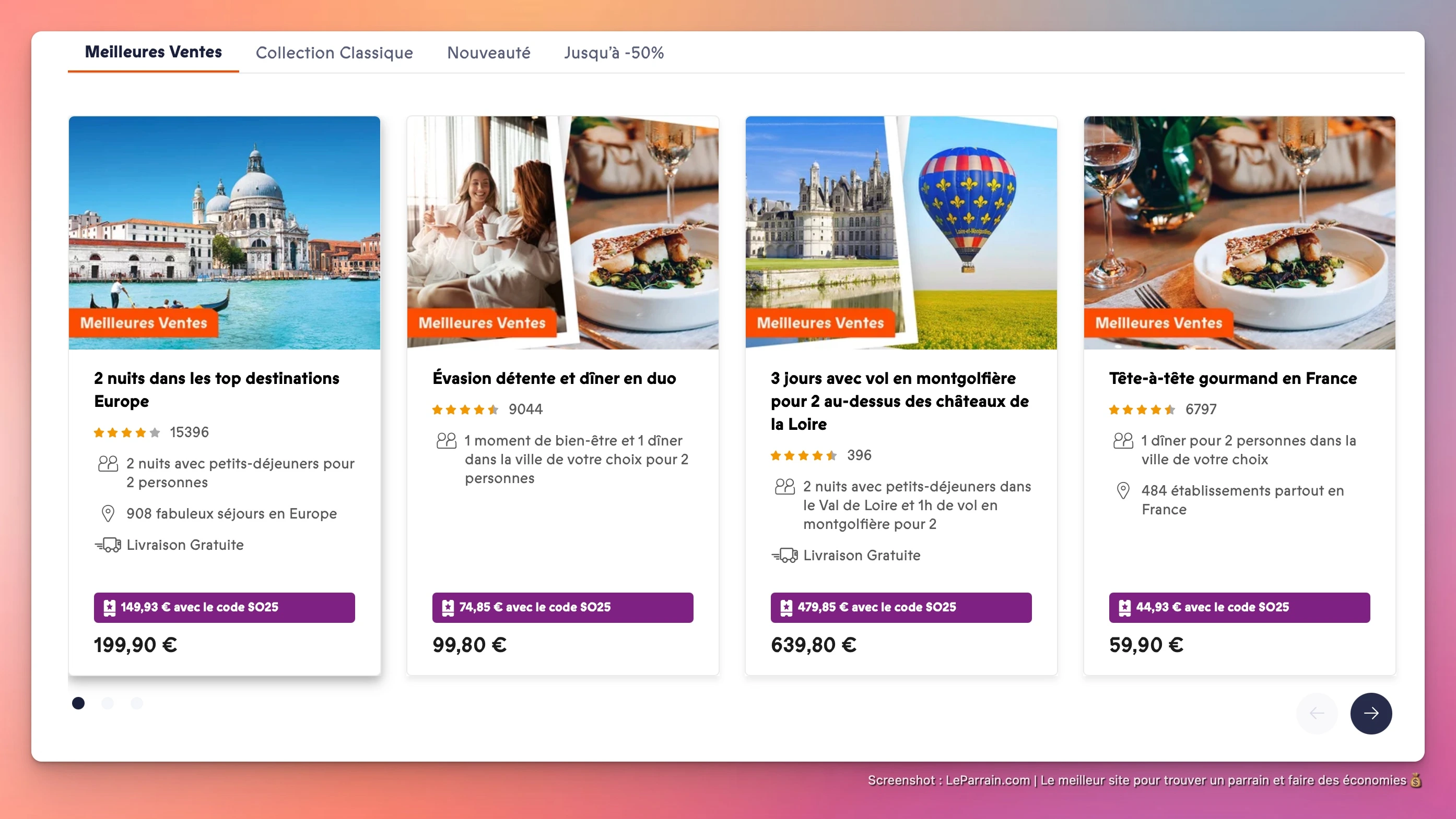Capture d'écran 2 du programme de parrainage Smartbox