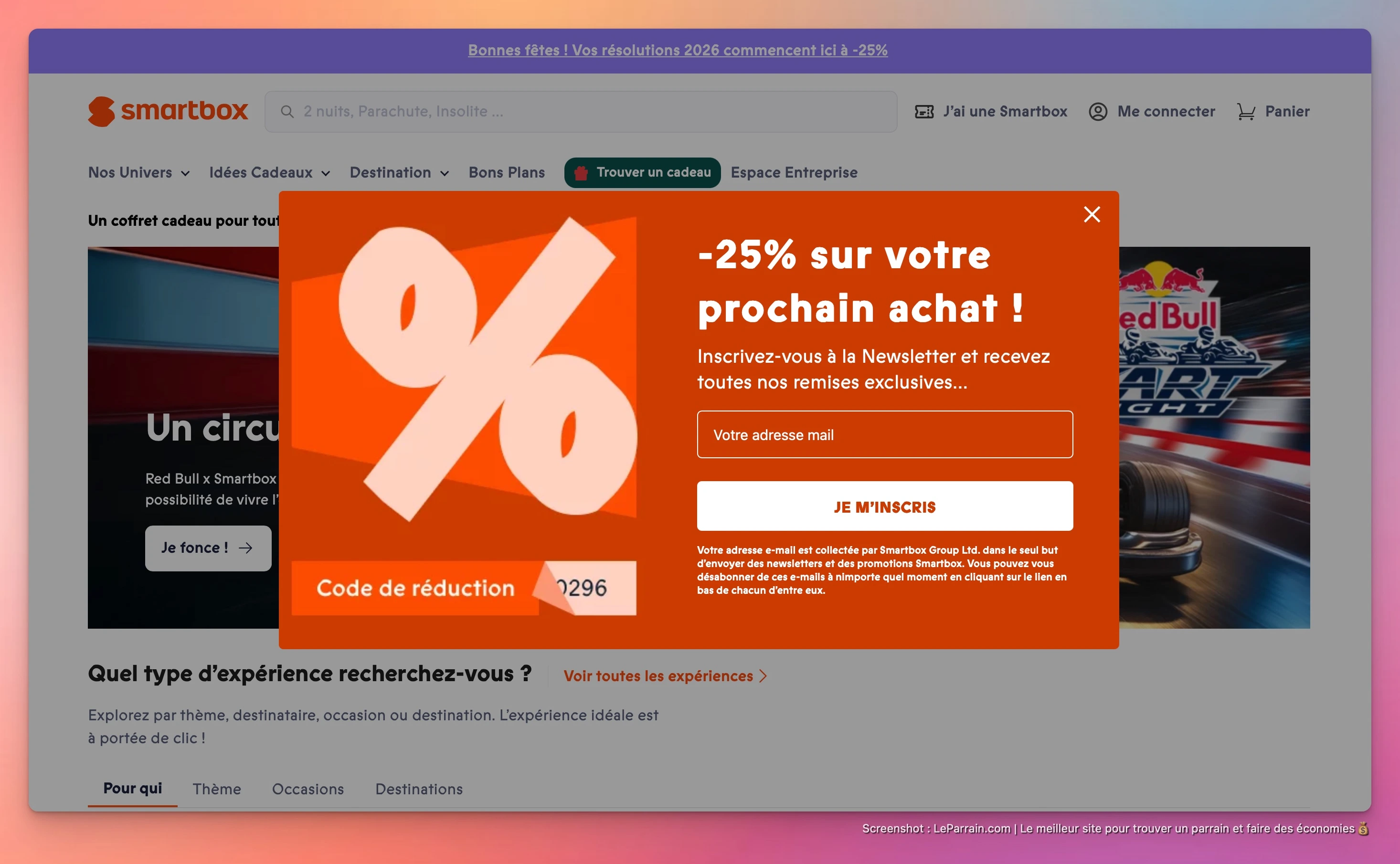 Capture d'écran 3 du programme de parrainage Smartbox
