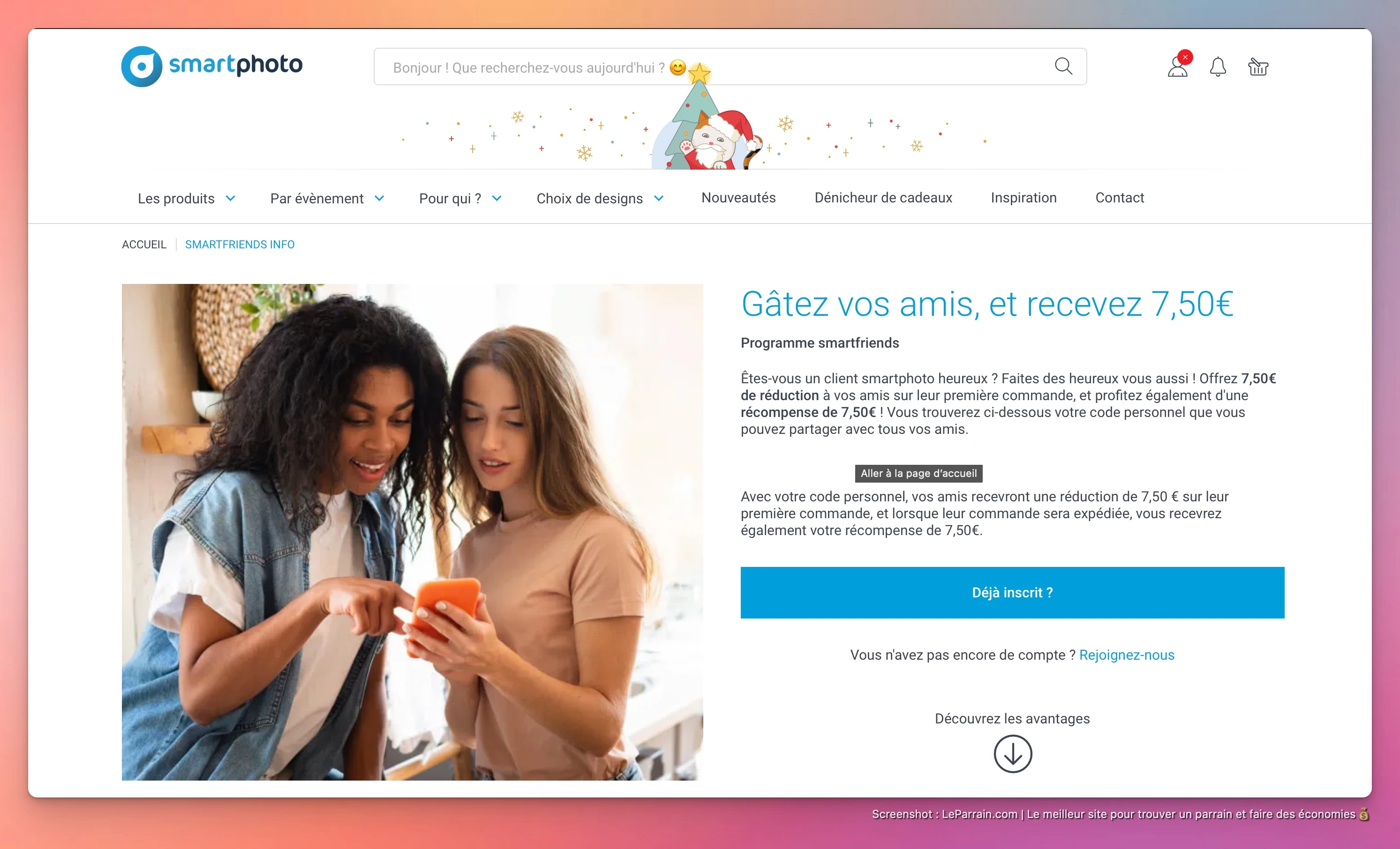 Capture d'écran 2 du programme de parrainage Smartphoto