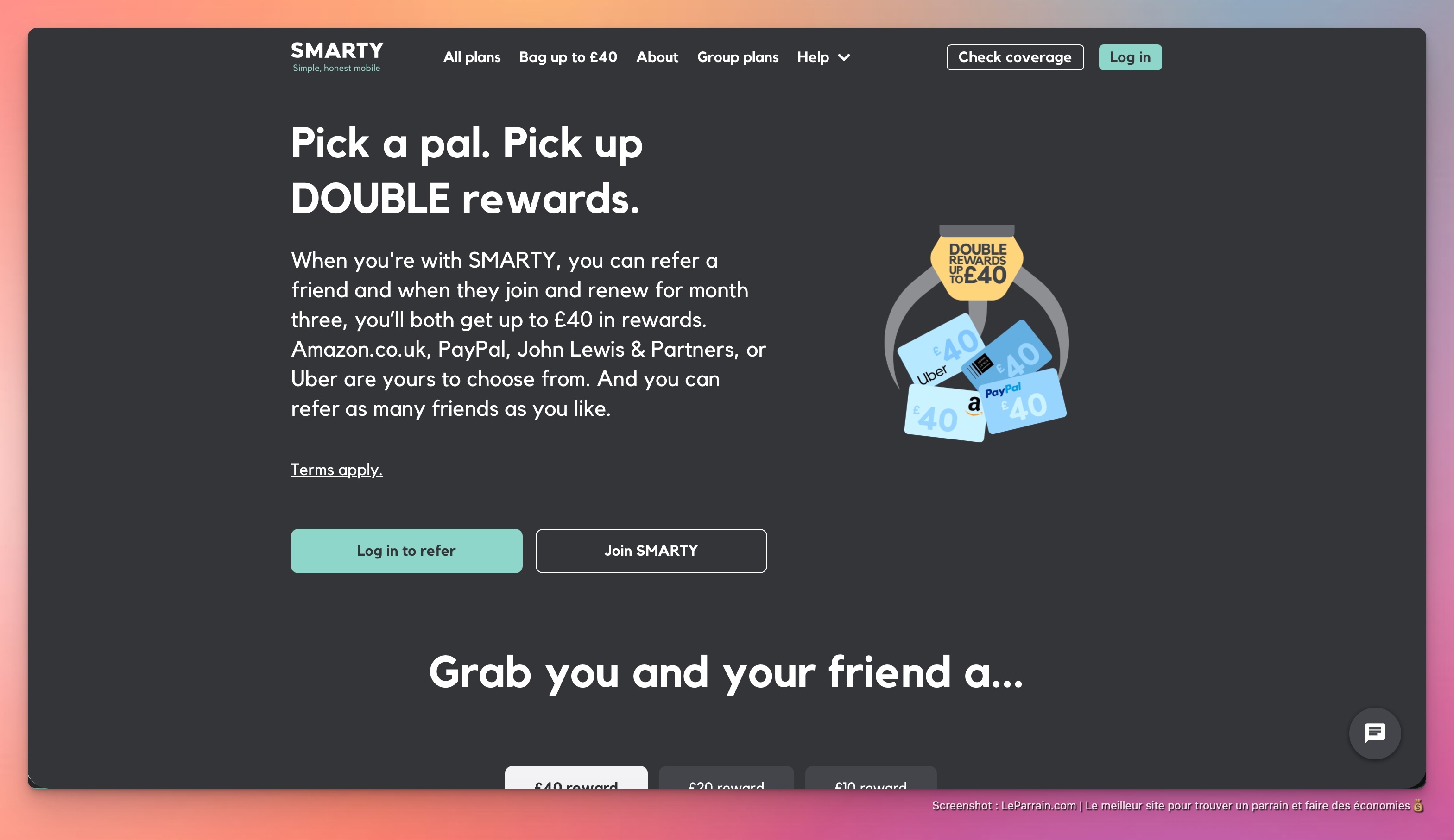Capture d'écran 1 du programme de parrainage Smarty