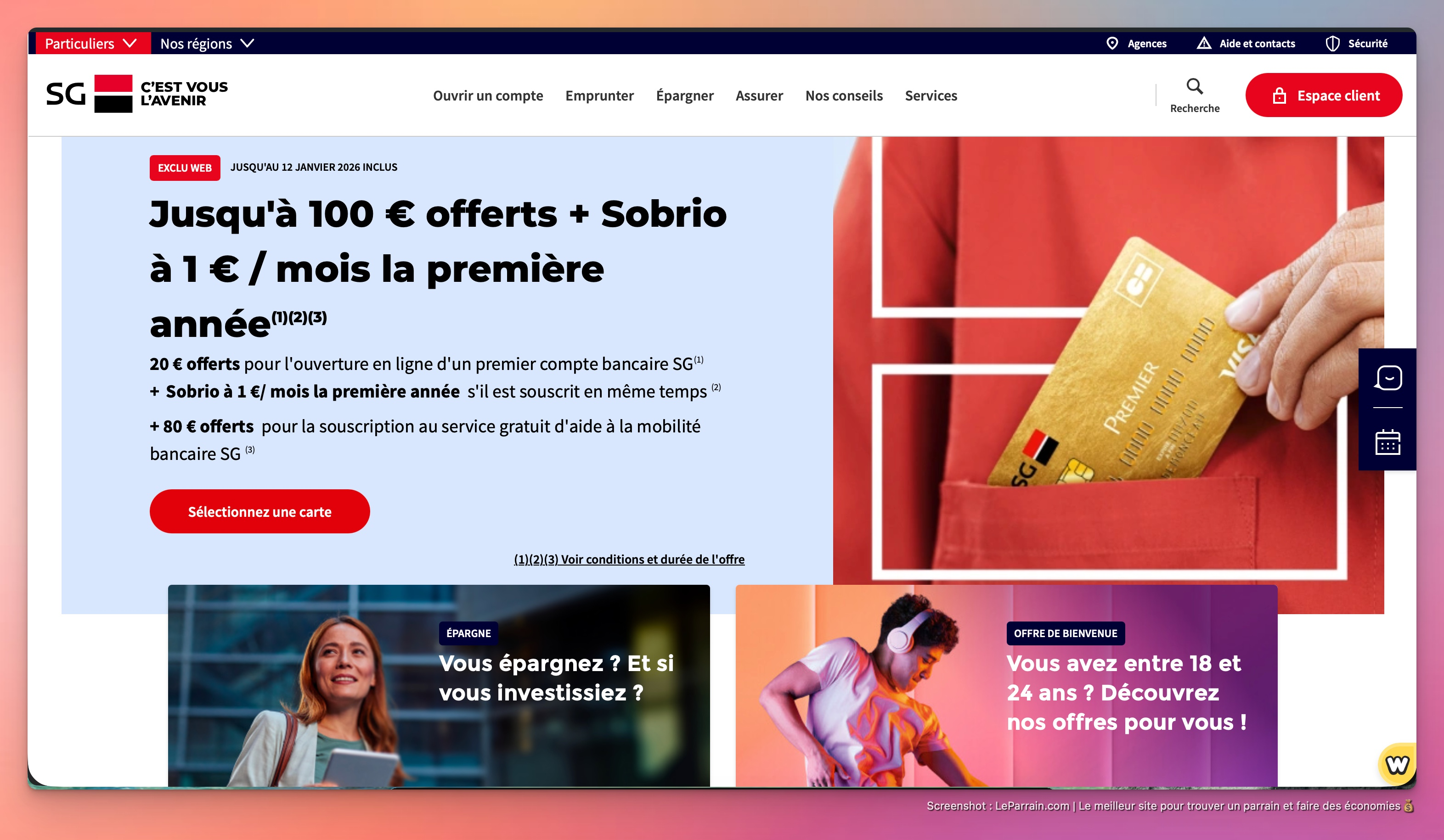 Capture d'écran 1 du programme de parrainage Société Générale