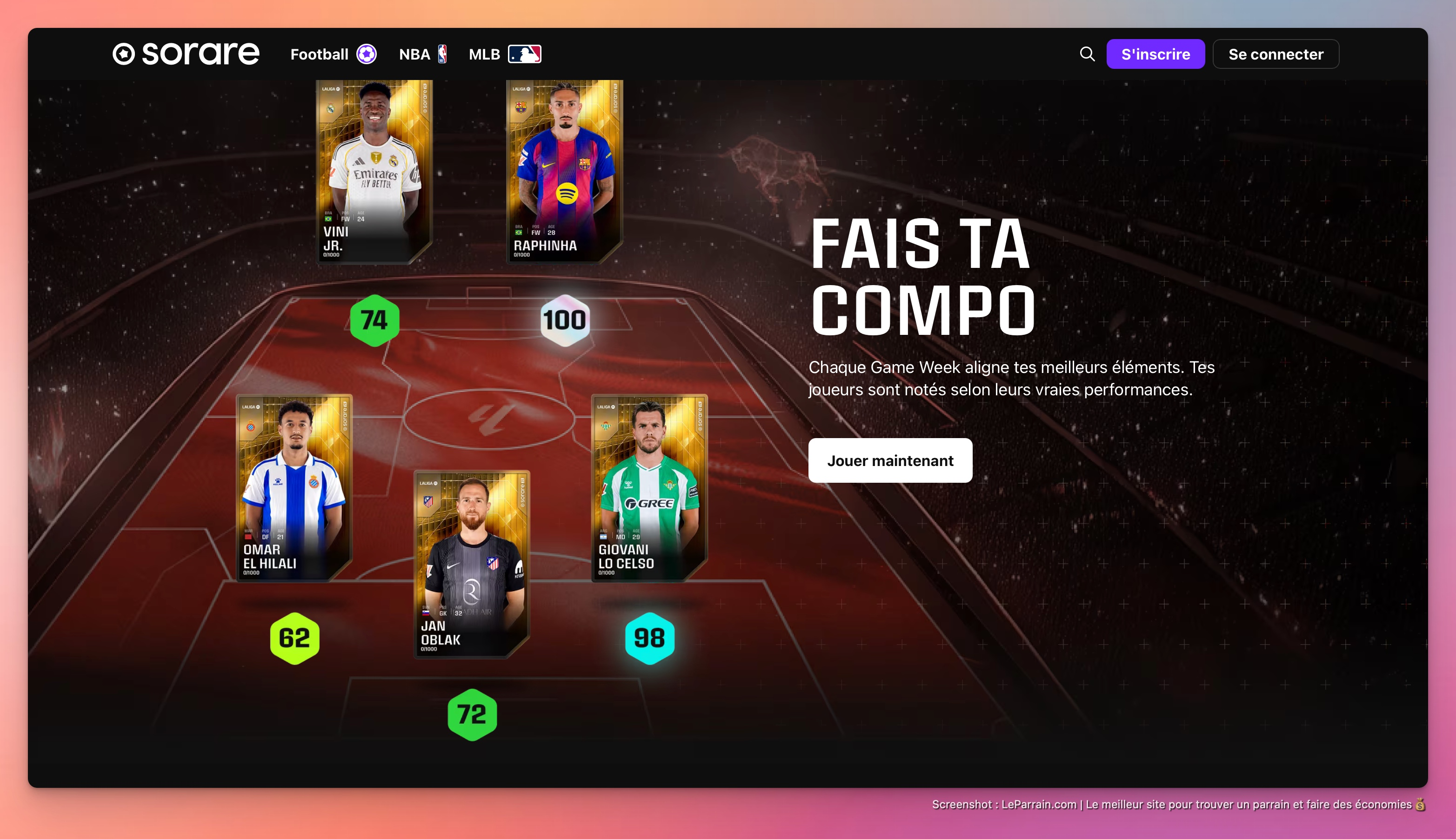 Capture d'écran 1 du programme de parrainage Sorare