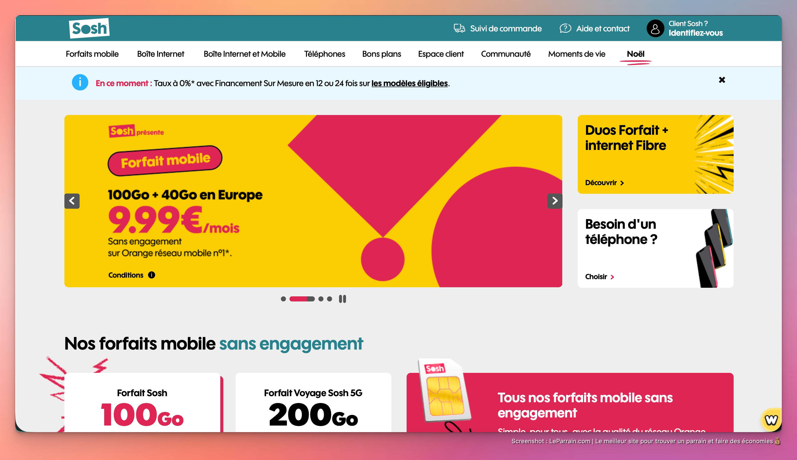 Capture d'écran 1 du programme de parrainage Sosh