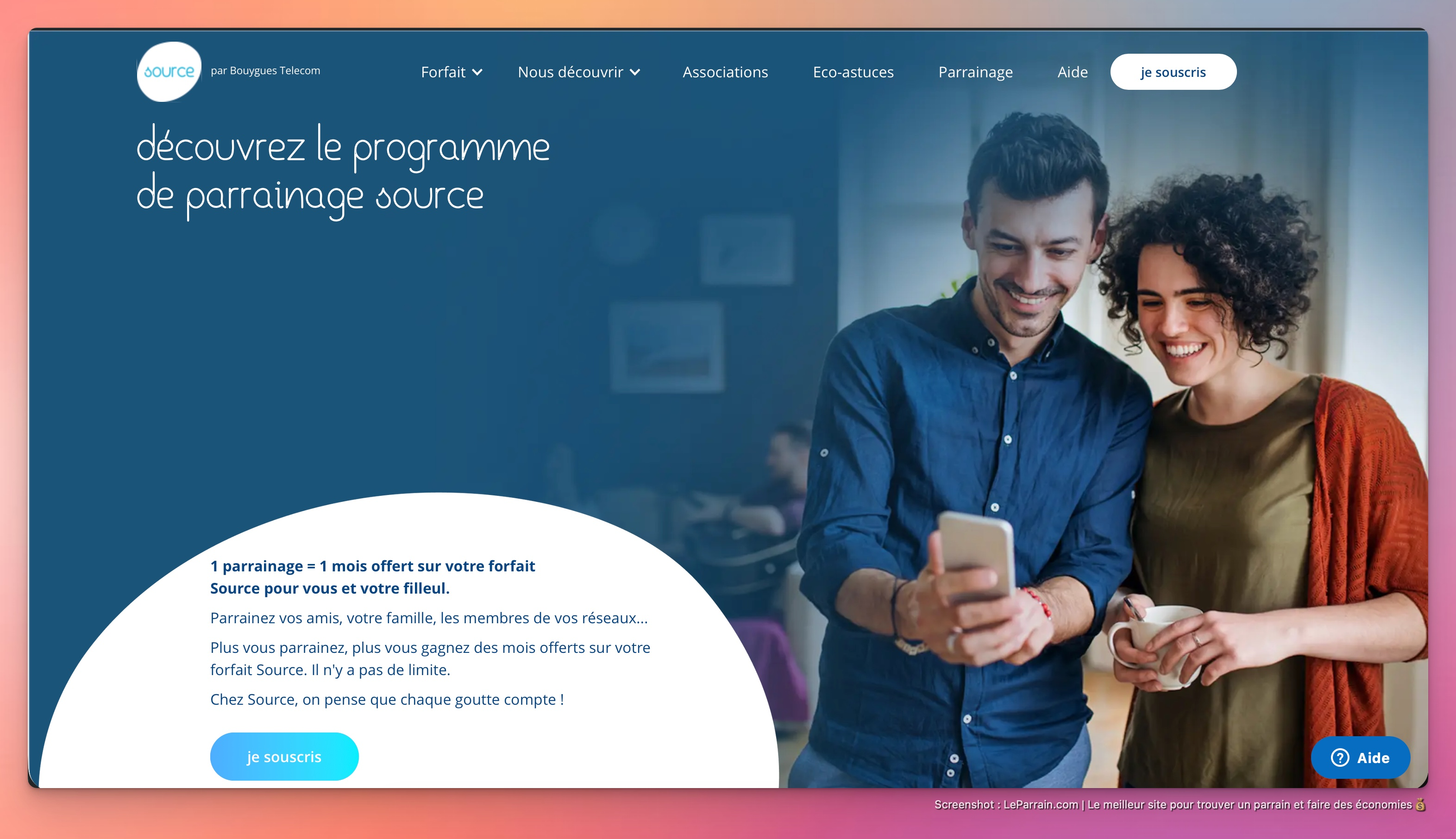 Capture d'écran 2 du programme de parrainage Source Mobile