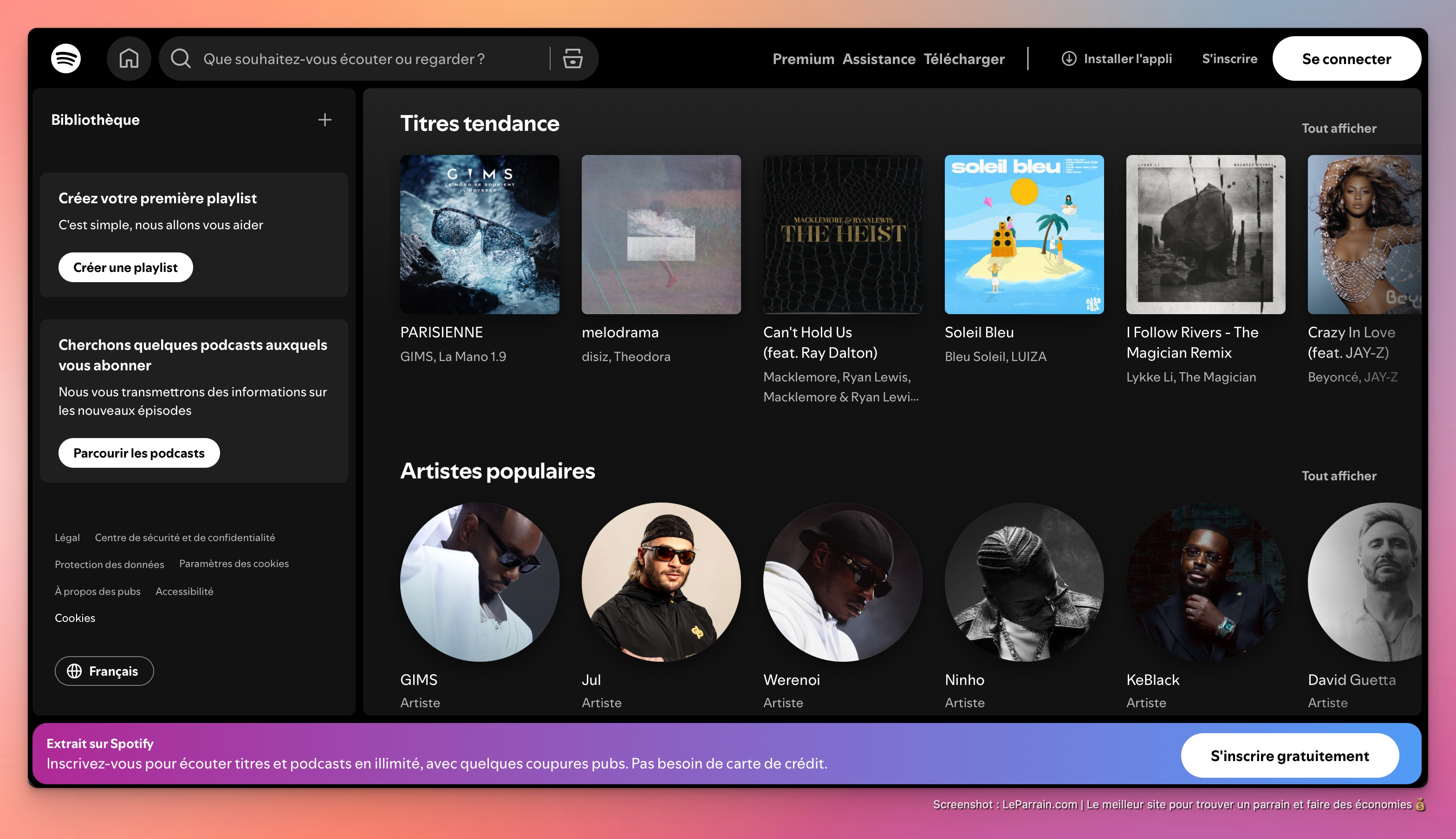 Capture d'écran 1 du programme de parrainage Spotify