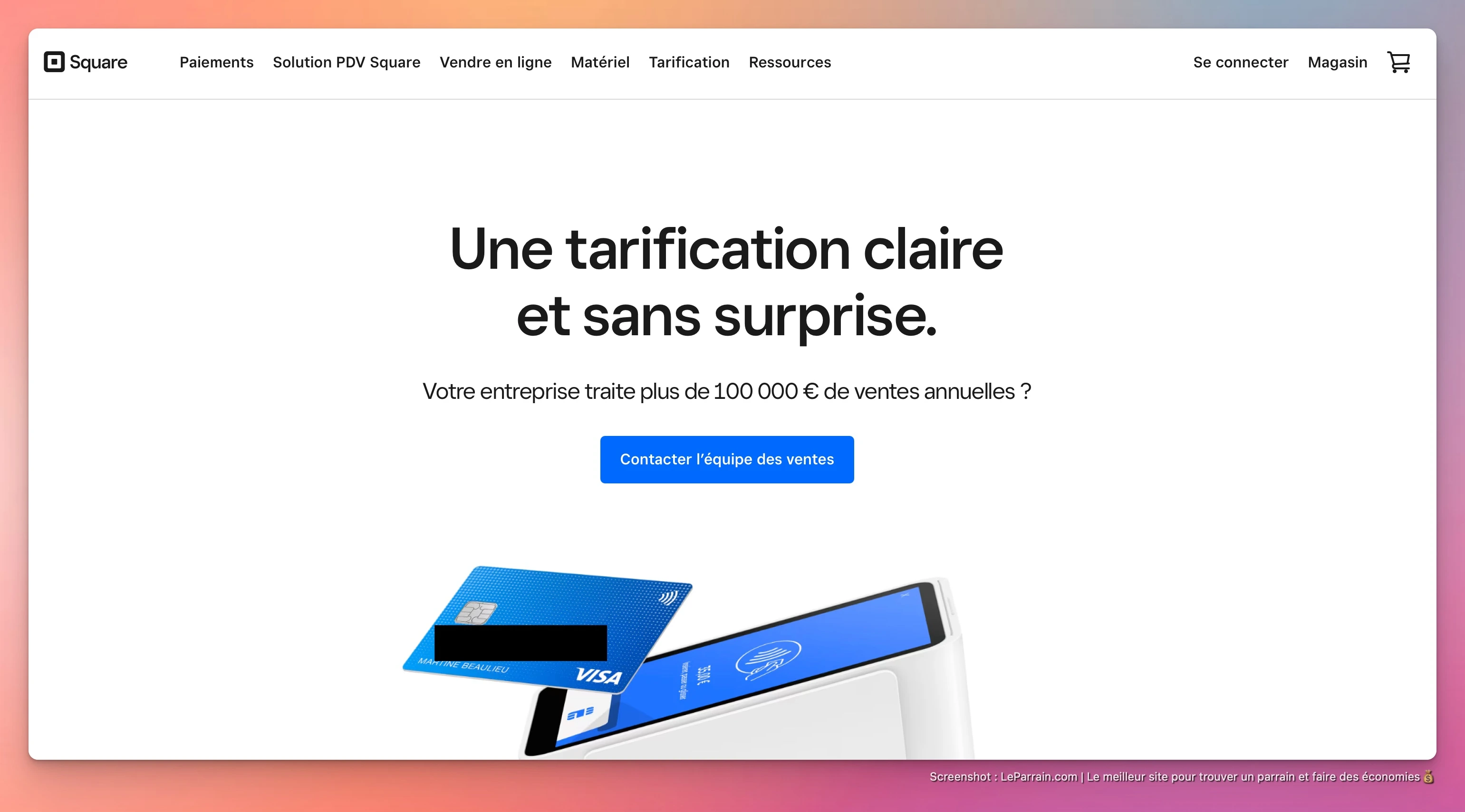 Capture d'écran 2 du programme de parrainage Square